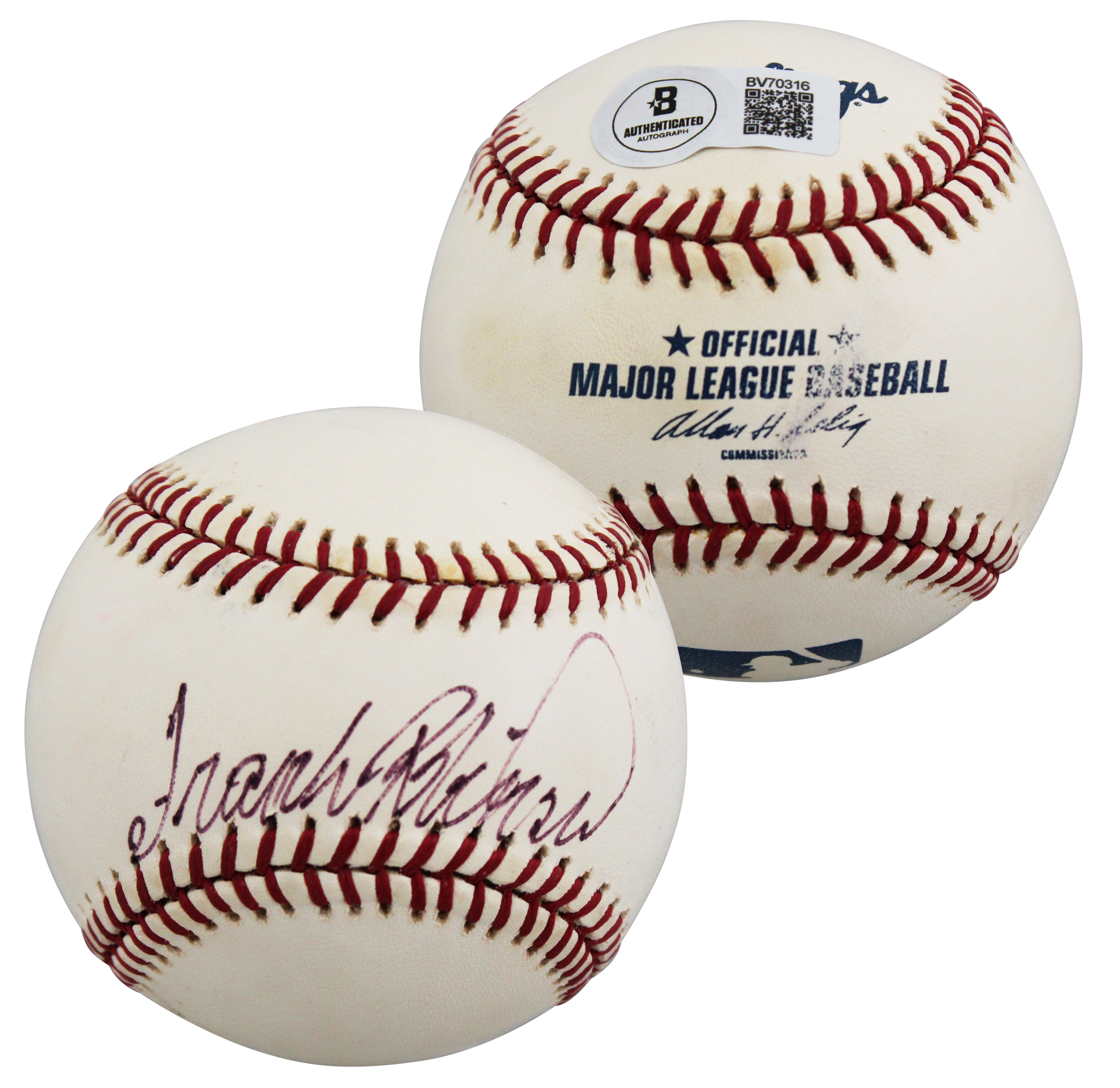 Reds Frank Robinson Authentic Signed Allen Selig OML Baseball BAS #BV70316