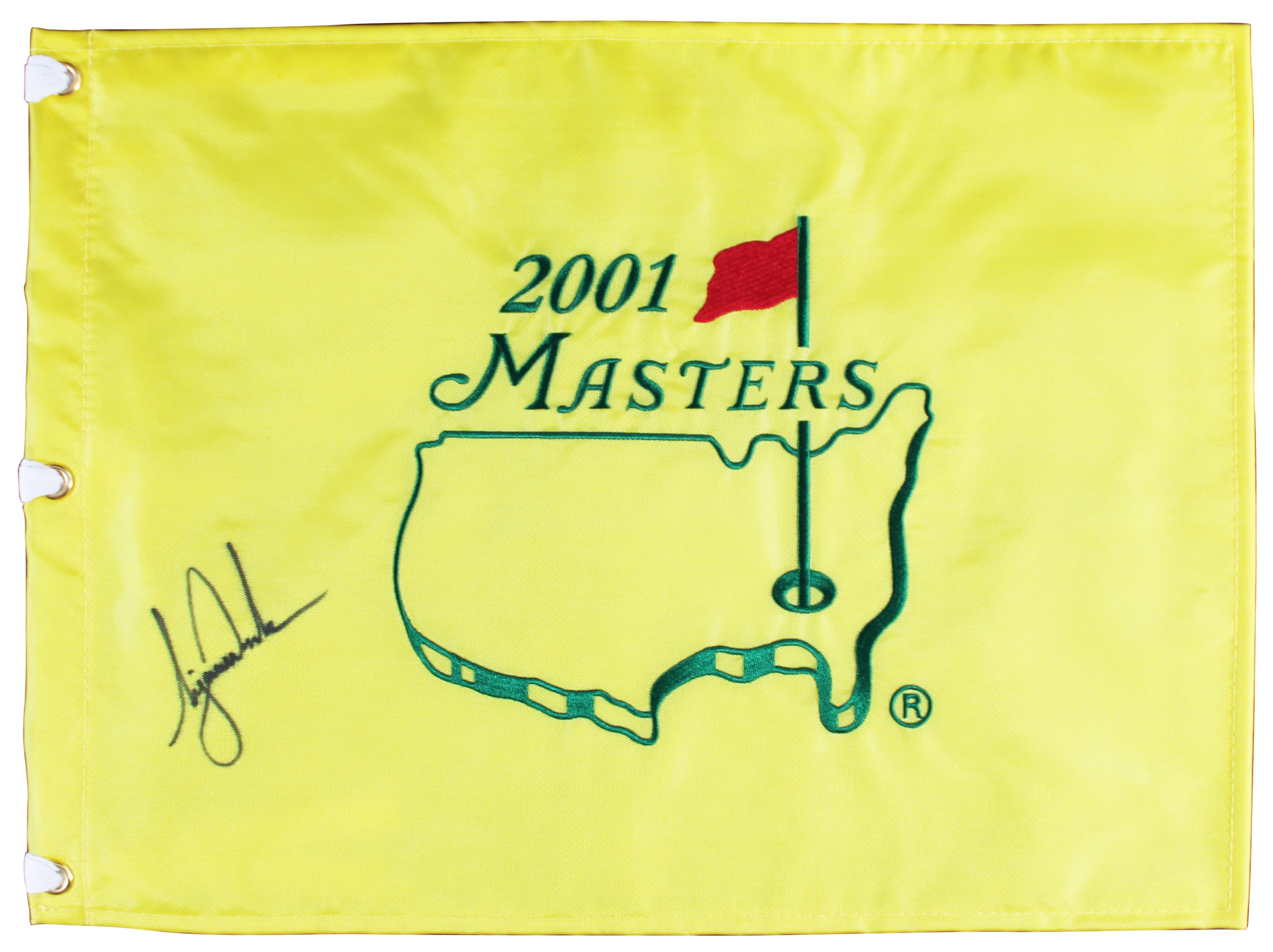 Tiger Woods Authentic Signed 2011 Masters Pin Flag PSA/DNA #AQ00078