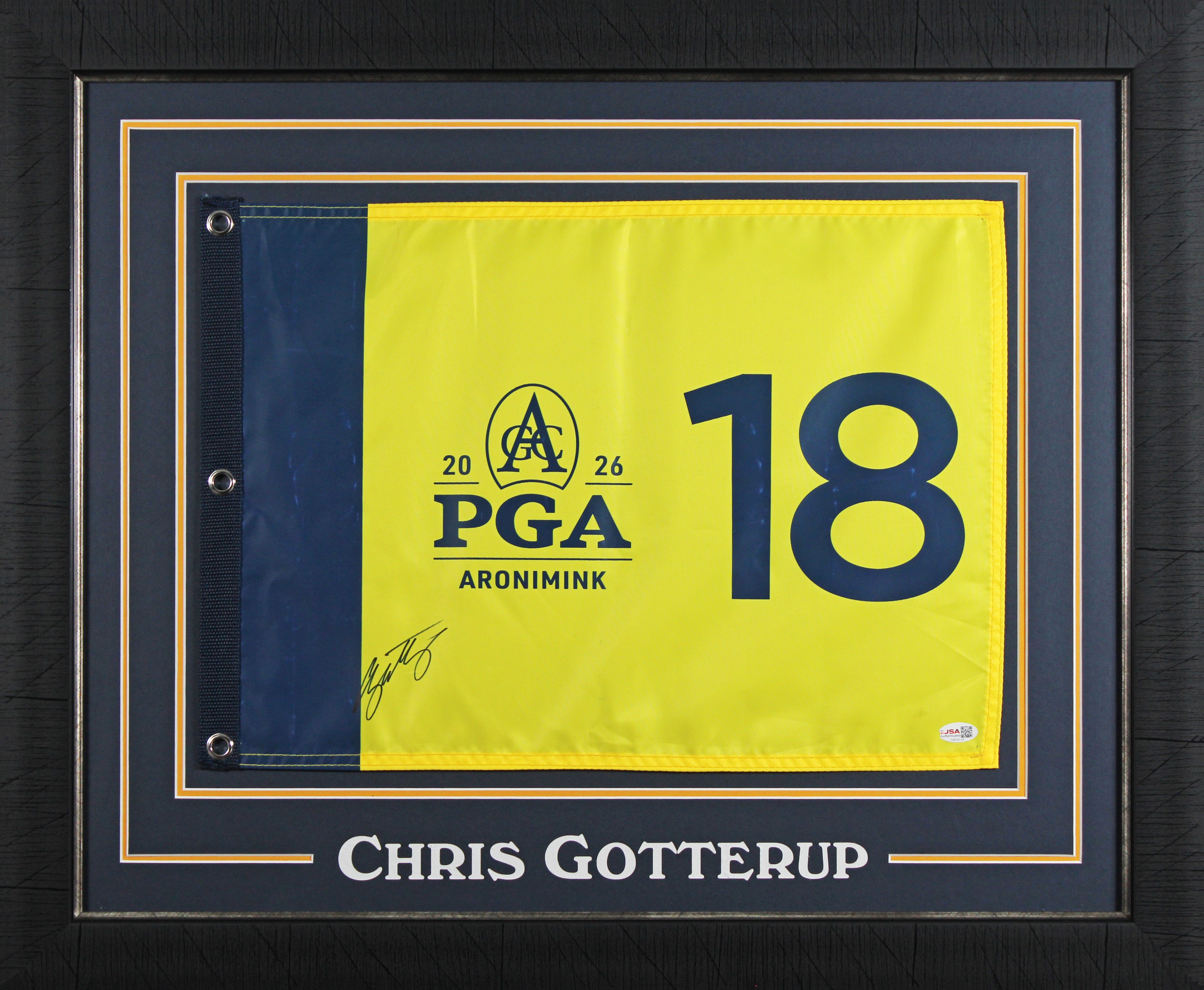 Chris Gotterup Signed & Framed 2026 PGA Championship Pin Flag JSA #CM34154