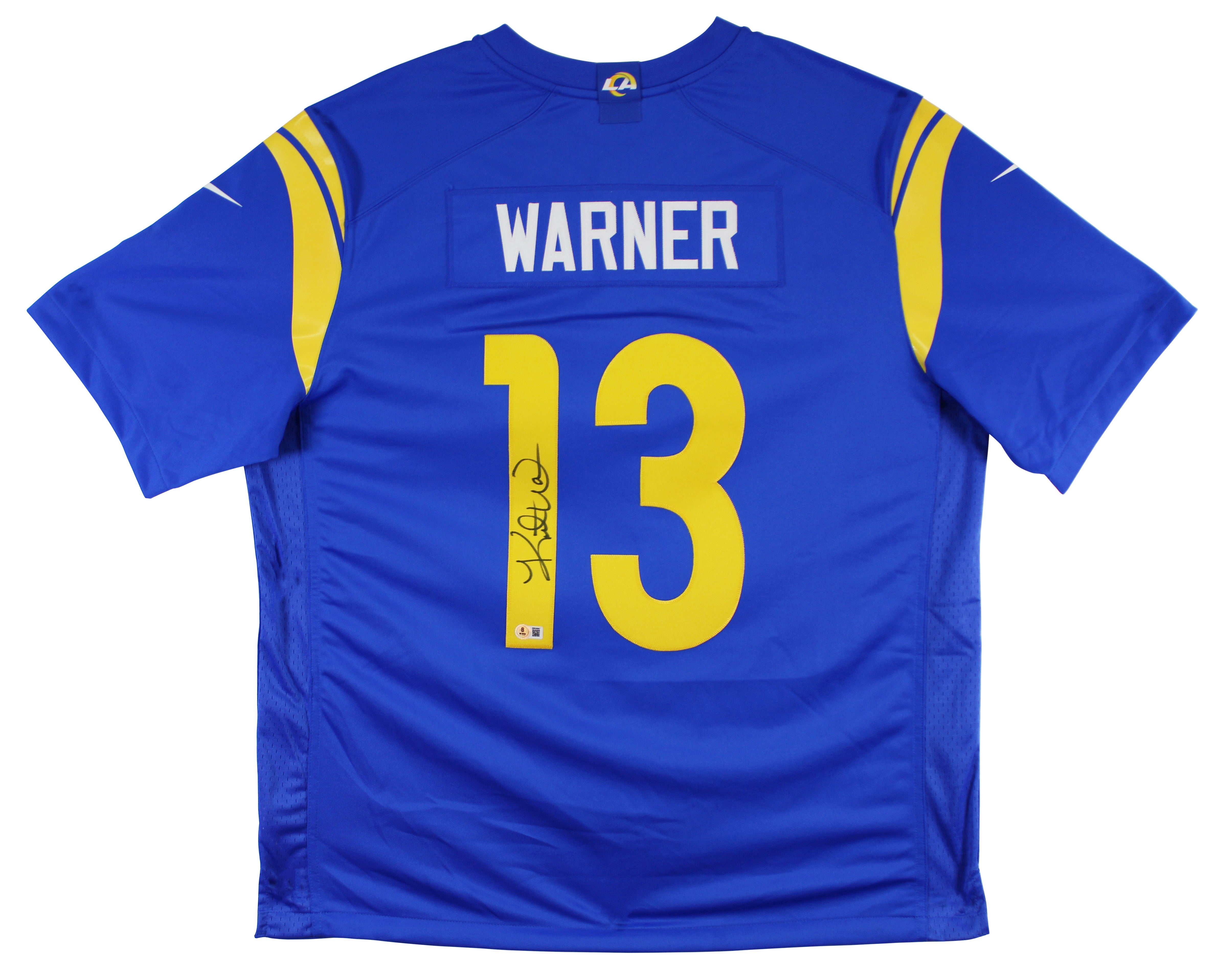 Rams Kurt Warner Authentic Signed Blue Nike Game Jersey BAS Witnessed