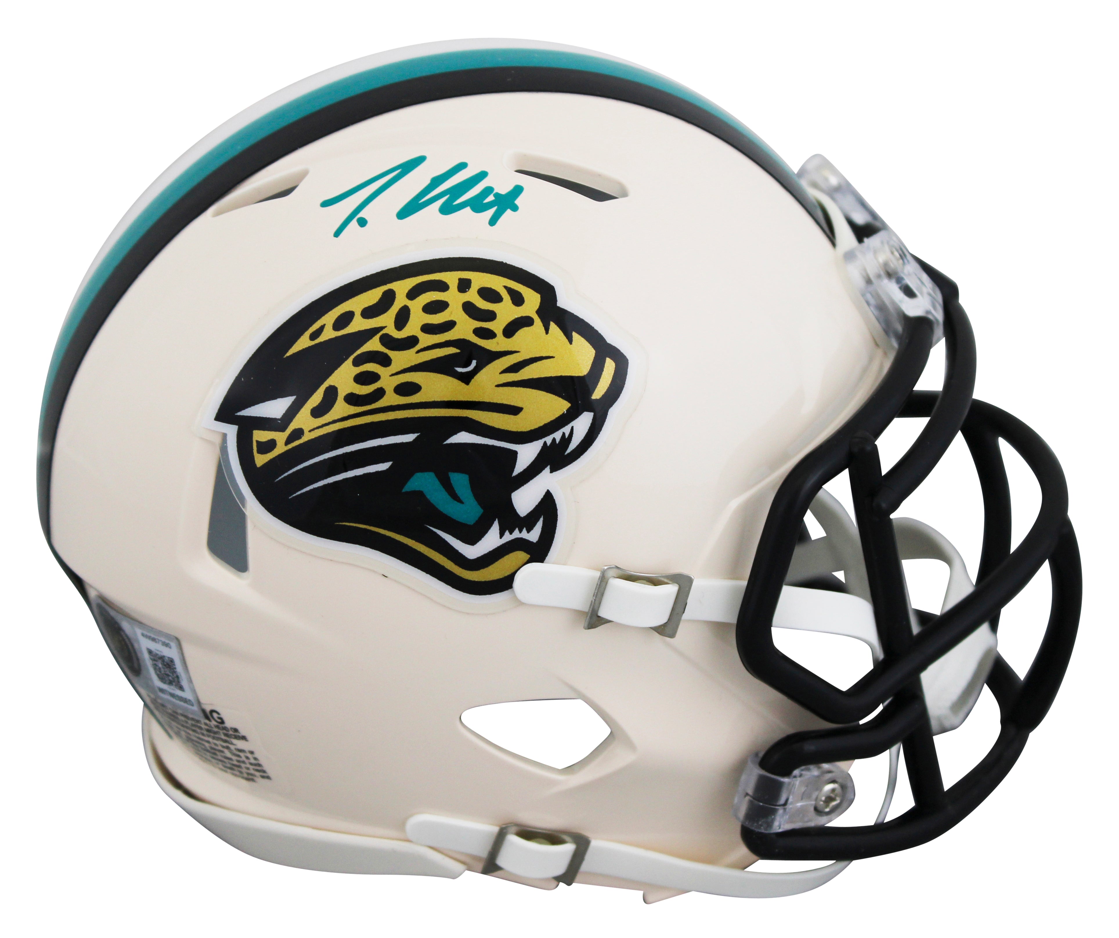 Jaguars Travis Hunter Authentic Signed Retro Speed Mini Helmet BAS Witnessed