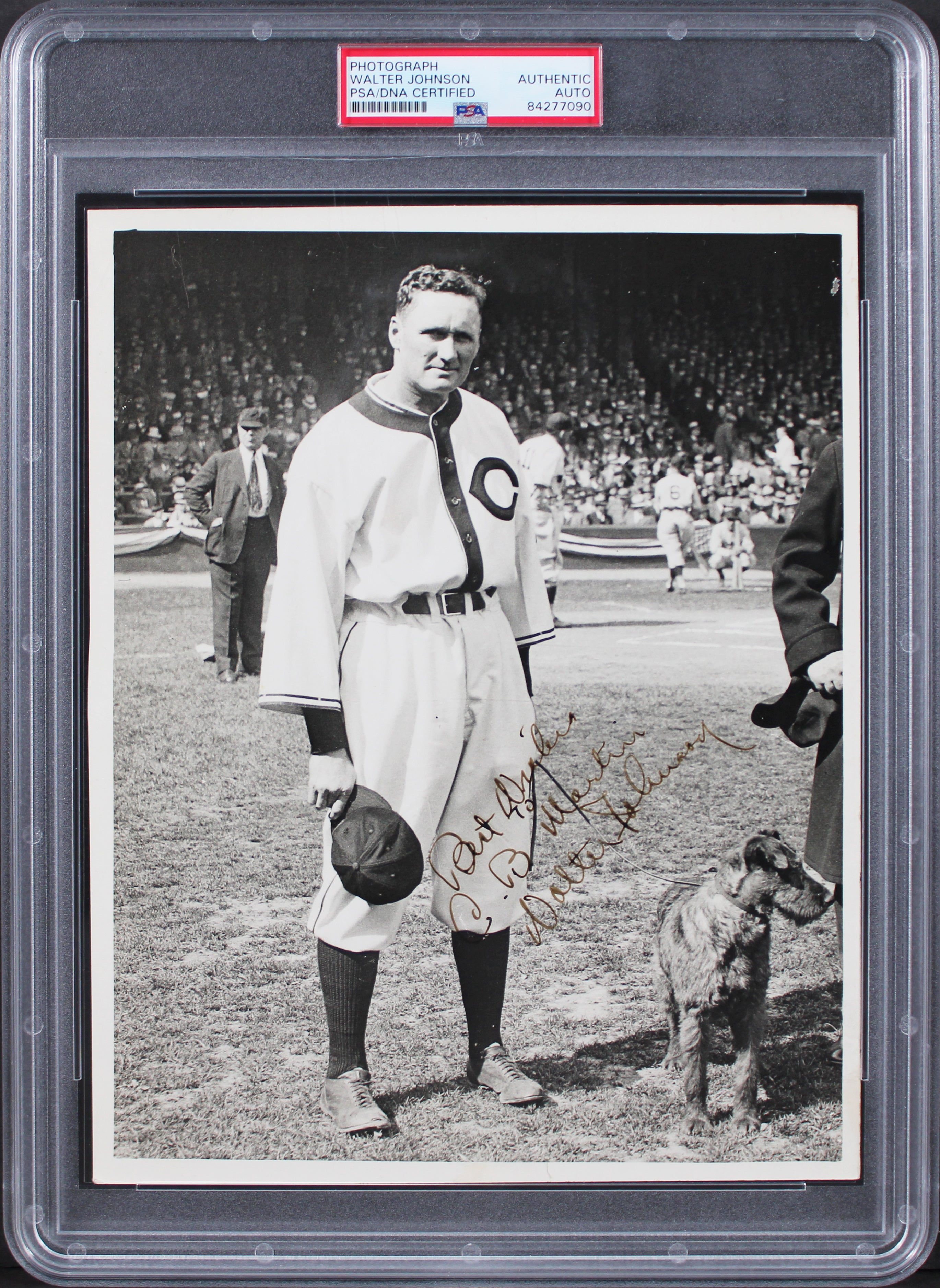 Senators Walter Johnson "Best Wishes" Authentic Signed 8x10 Photo PSA Slabbed