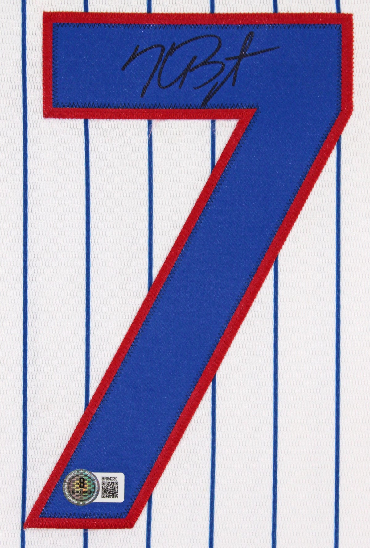Cubs Kris Bryant Signed White Pinstripe Majestic Cool Base Jersey BAS #BR84239