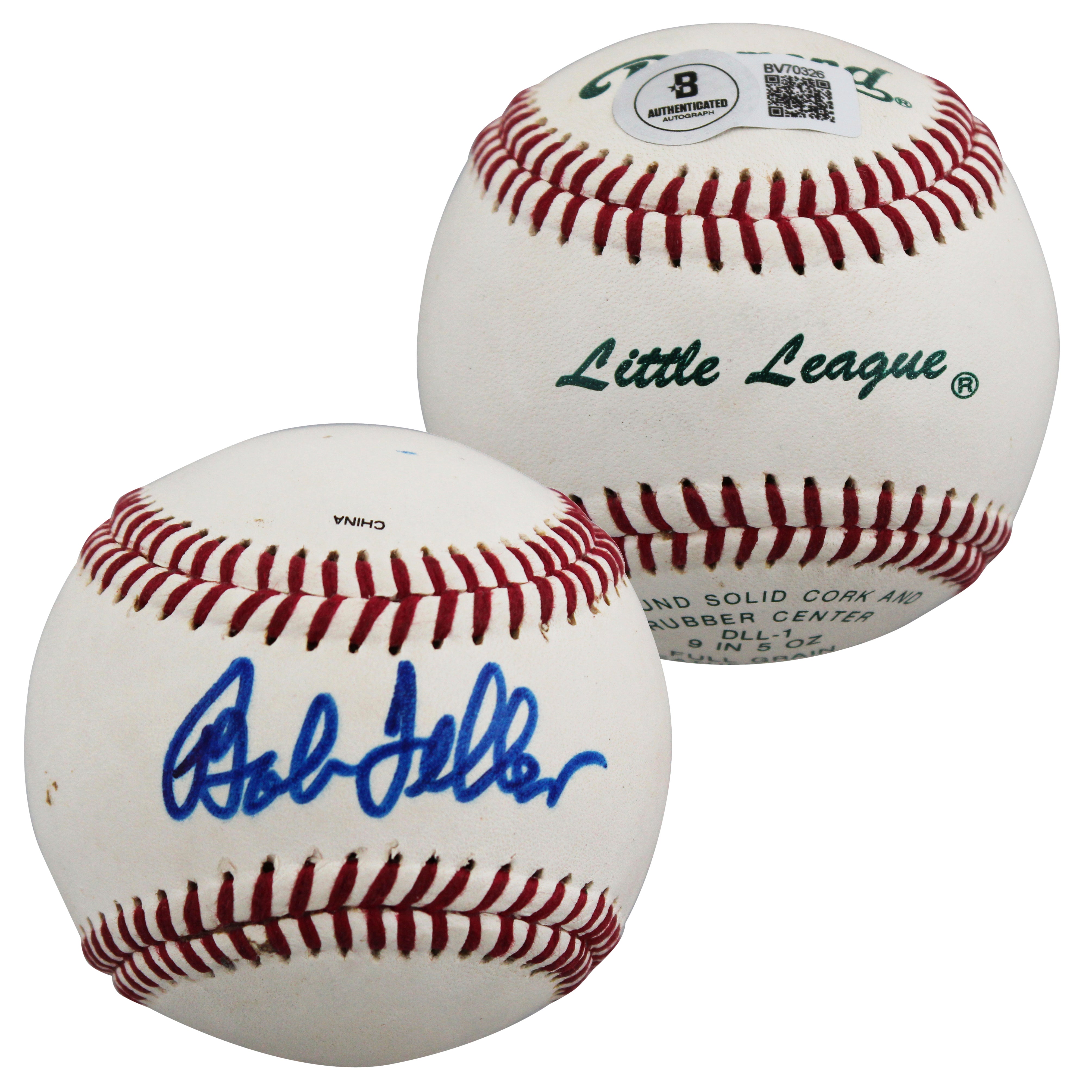 Indians Bob Feller Authentic Signed Diamond Little League Baseball BAS #BV70326