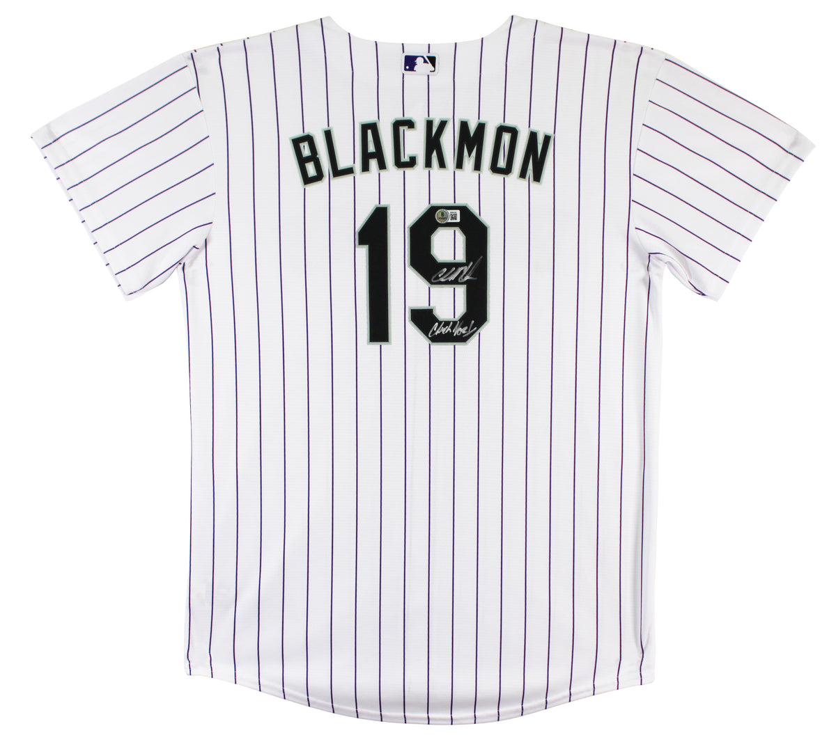 Rockies Charlie Blackmon "Chuck Nazty" Signed Pinstripe Nike Jersey BAS #BR84240