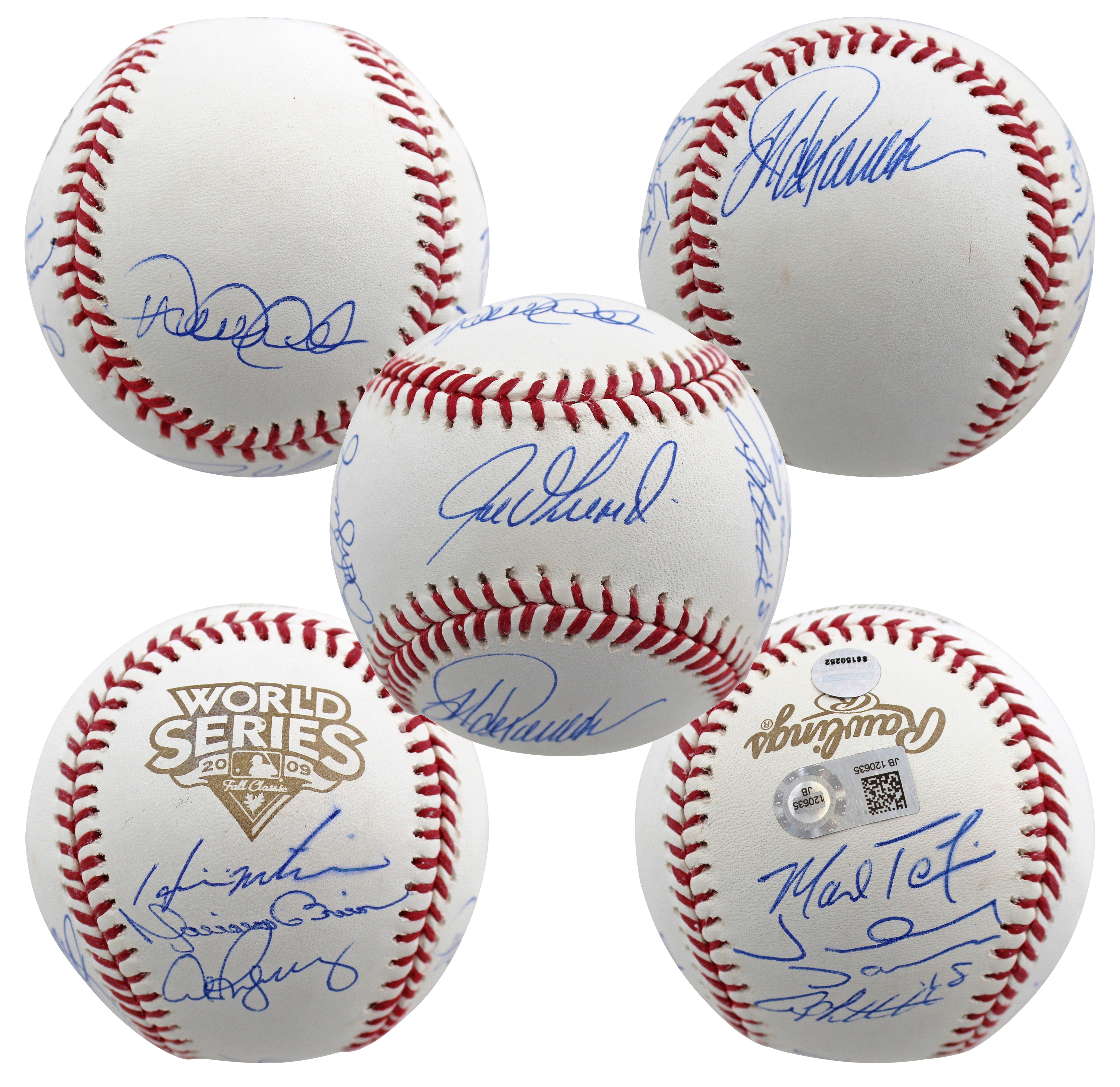 2009 Yankees (9) Jeter Rivera Posada Signed 2009 WS Logo Oml Baseball Steiner 2