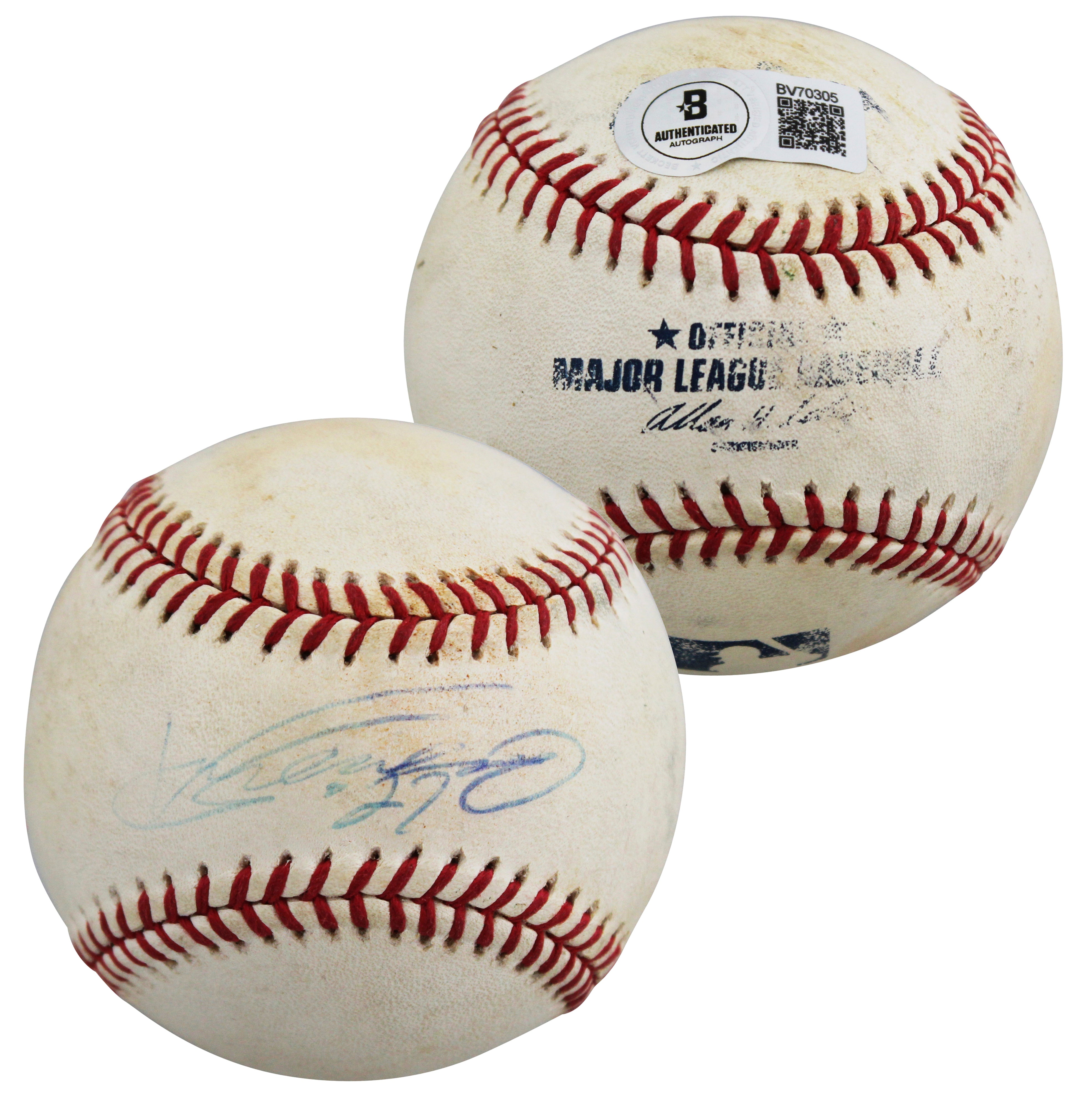Angels Vladimir Guerrero Authentic Signed Game Used Selig Baseball BAS #BV70305