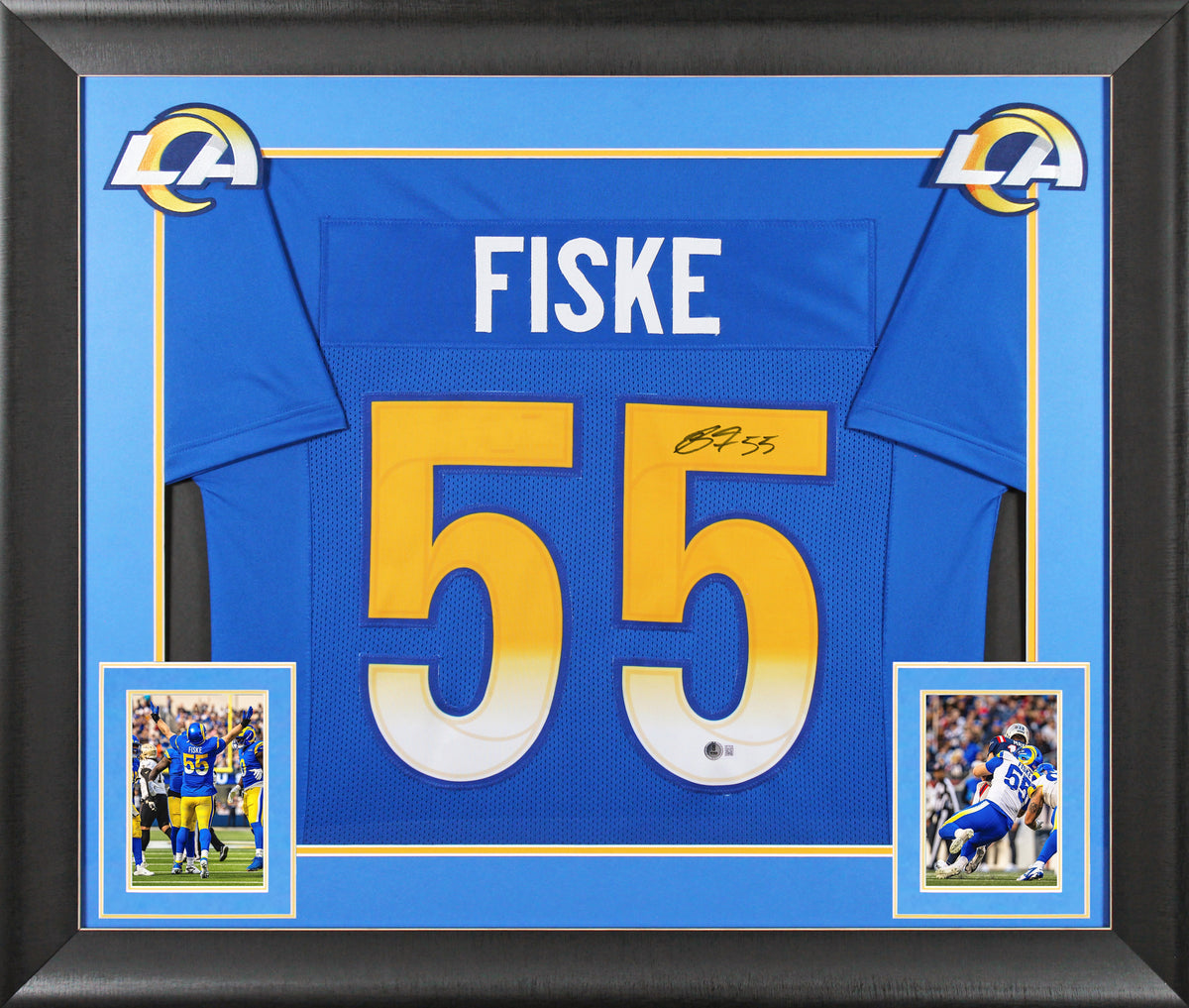 Rams Braden Fiske Authentic Signed Blue Pro Style Framed Jersey BAS Witnessed