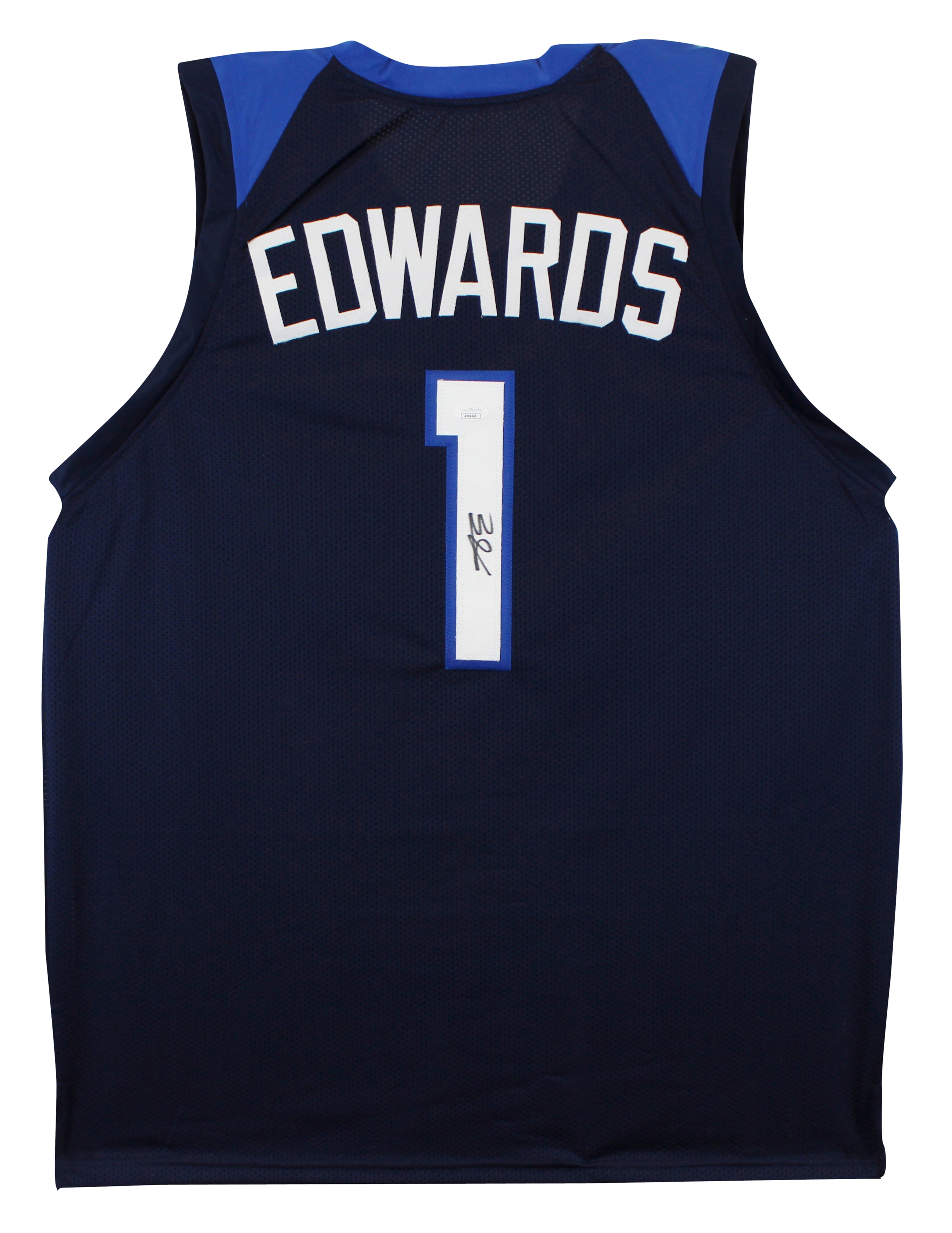 Anthony Edwards Authentic Signed Navy Blue Pro Style Jersey Autographed JSA