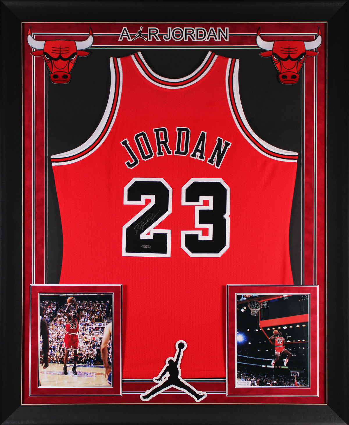 Michael Jordan Signed Red 1995-96 M&N HWC Authentic Framed Jersey BAS #AC33265