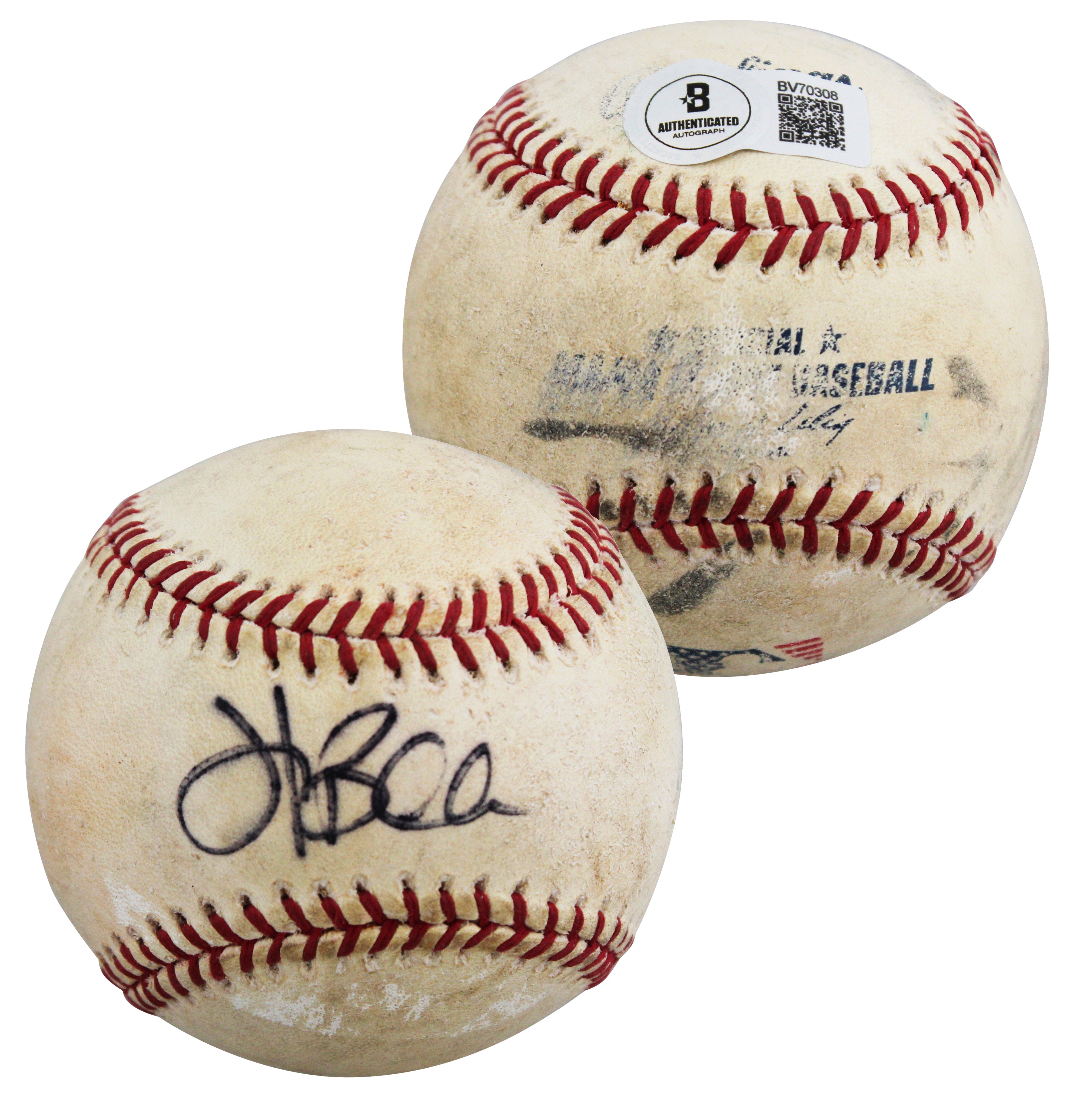Rangers Hank Blalock Authentic Signed Game Used Selig OML Baseball BAS #BV70308