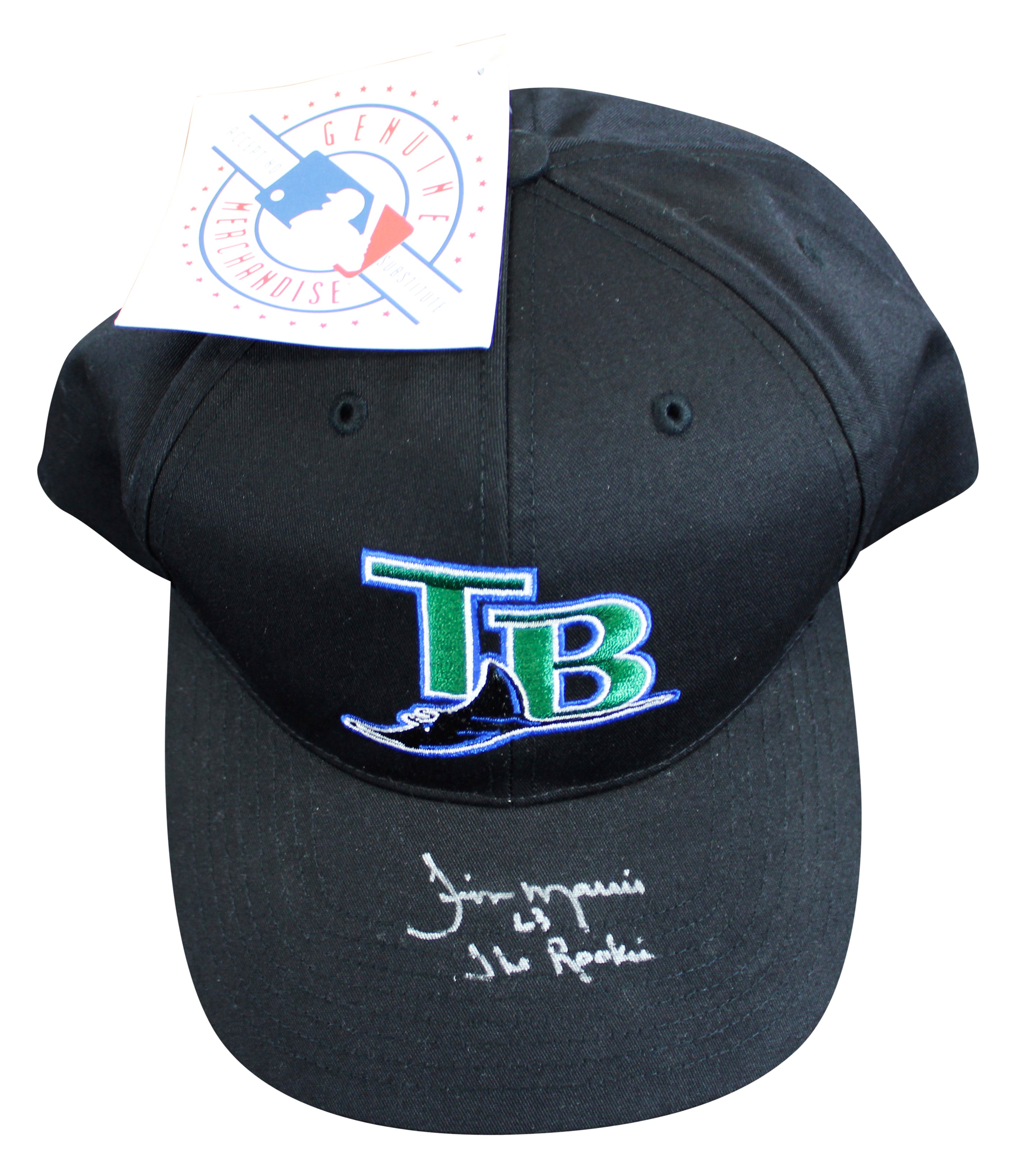 Rays Jim Morris "The Rookie" Authentic Signed Black MLB Hat BAS #WA40677
