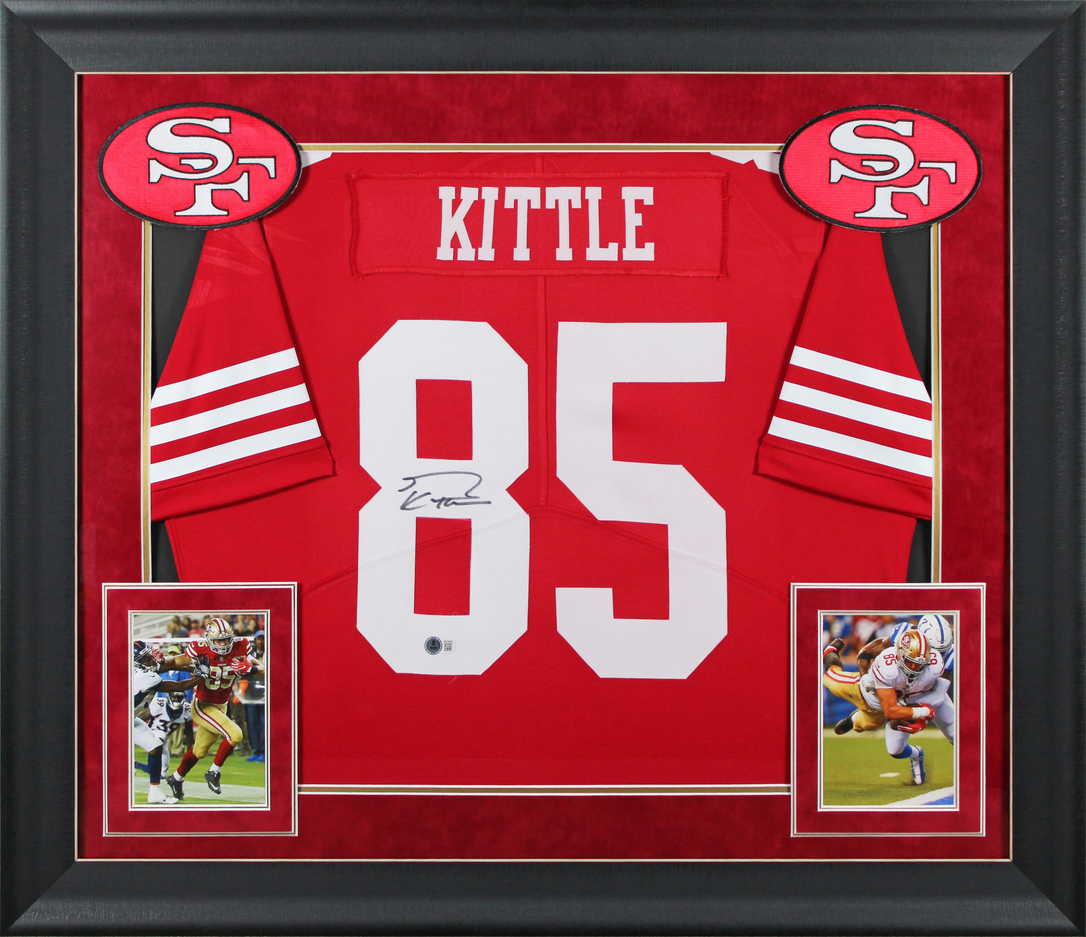 49ers George Kittle Authentic Signed Red Nike Elite Framed Jersey BAS Witnessed