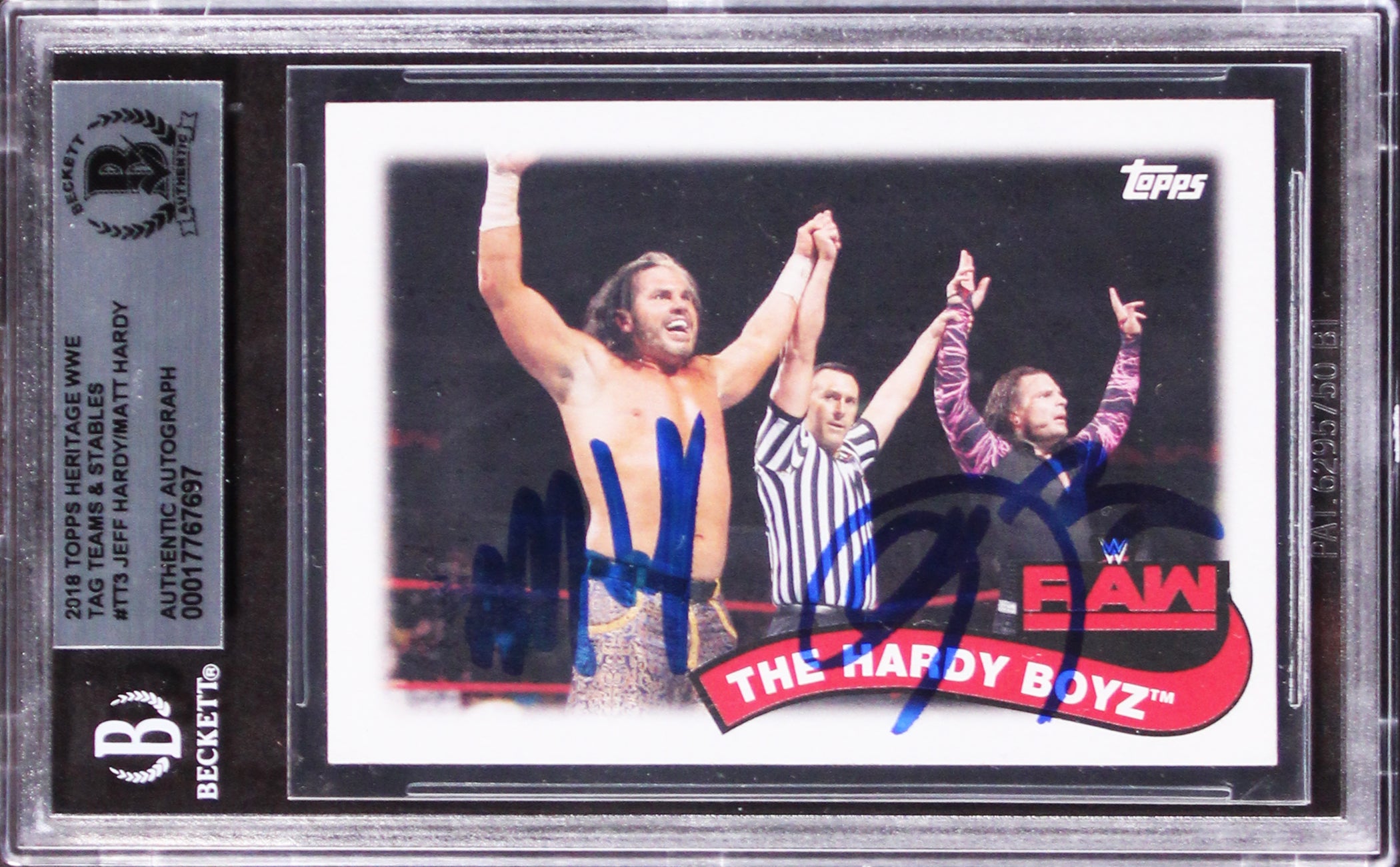 Jeff Hardy & Matt Hardy Signed 2018 Topps Heritage WWE TT&S #TT3 Card BAS Slab