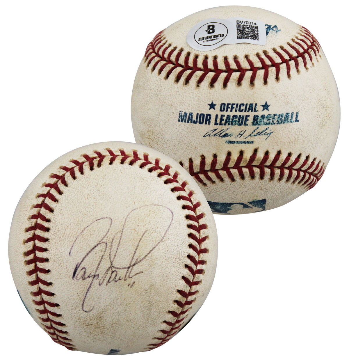 Reds Barry Larkin Authentic Signed Game Used Selig OML Baseball BAS #BV70314