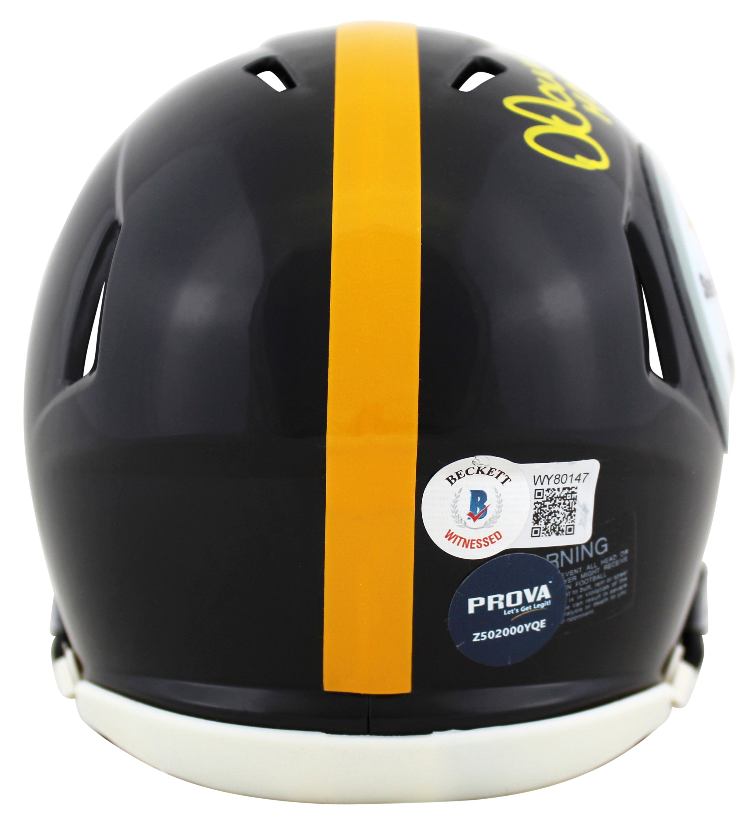 Steelers Dermontti Dawson "HOF 12" Signed Speed Mini Helmet W/ Case BAS Witness