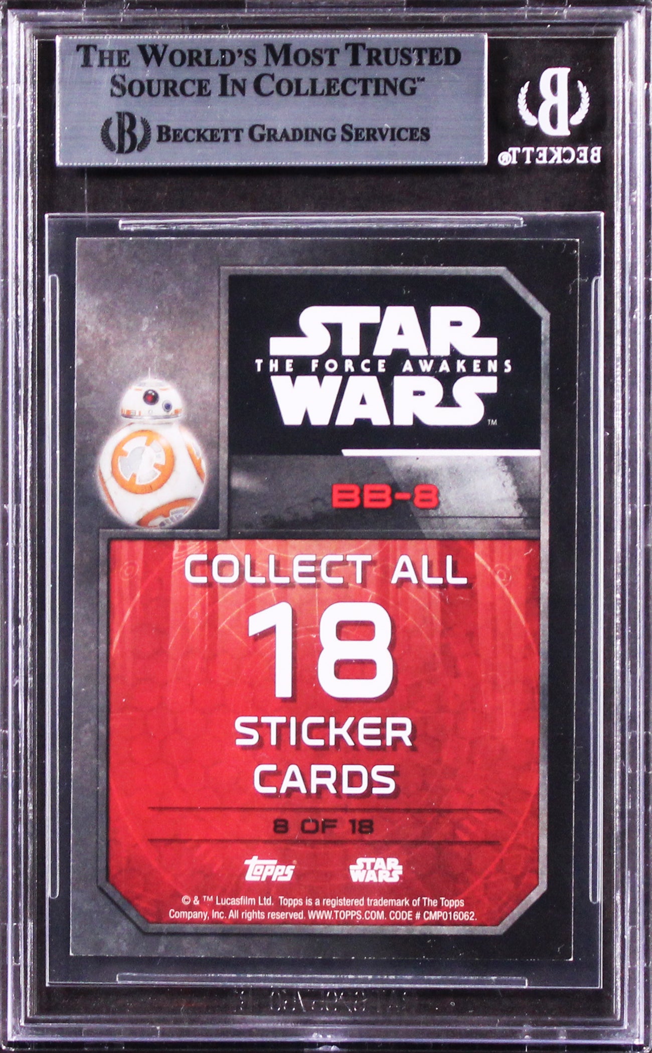 J.J. Abrams Signed 2015 Topps Star Wars Series 1 Sticker BB-8 #8 Card BAS Slab