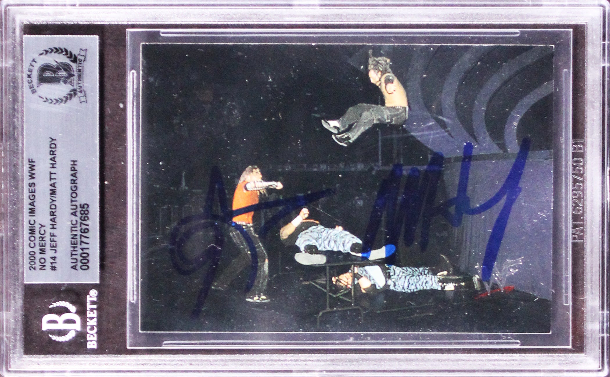 Jeff Hardy & Matt Hardy  Signed 2000 Comic Images WWF No Mercy Card BAS Slabbed