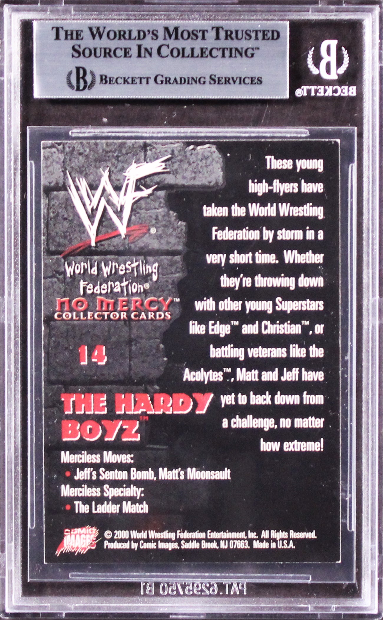 Jeff Hardy & Matt Hardy  Signed 2000 Comic Images WWF No Mercy Card BAS Slabbed