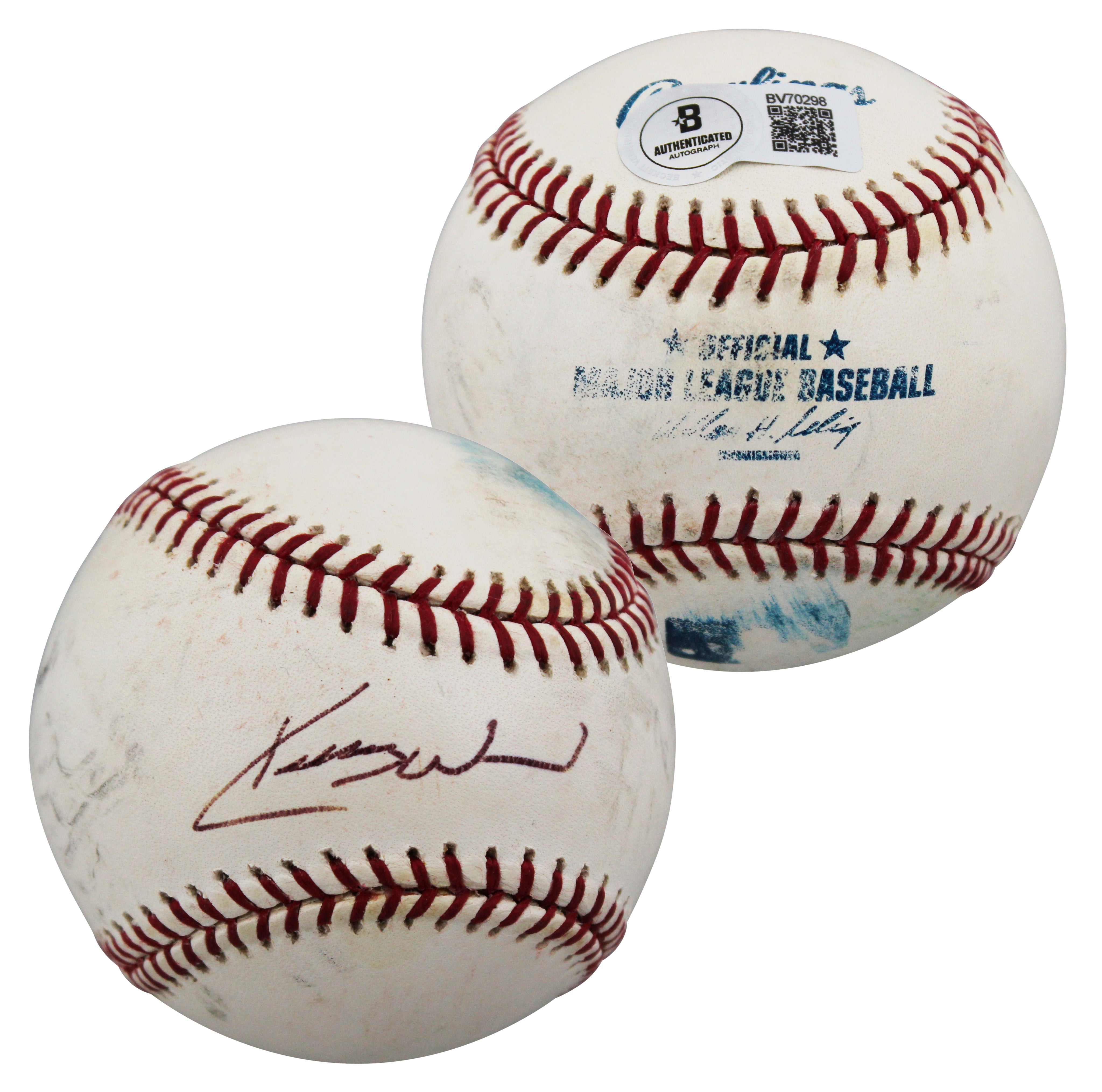 Cubs Kerry Wood Authentic Signed Game Used Allen Selig OML Baseball BAS #BV70298