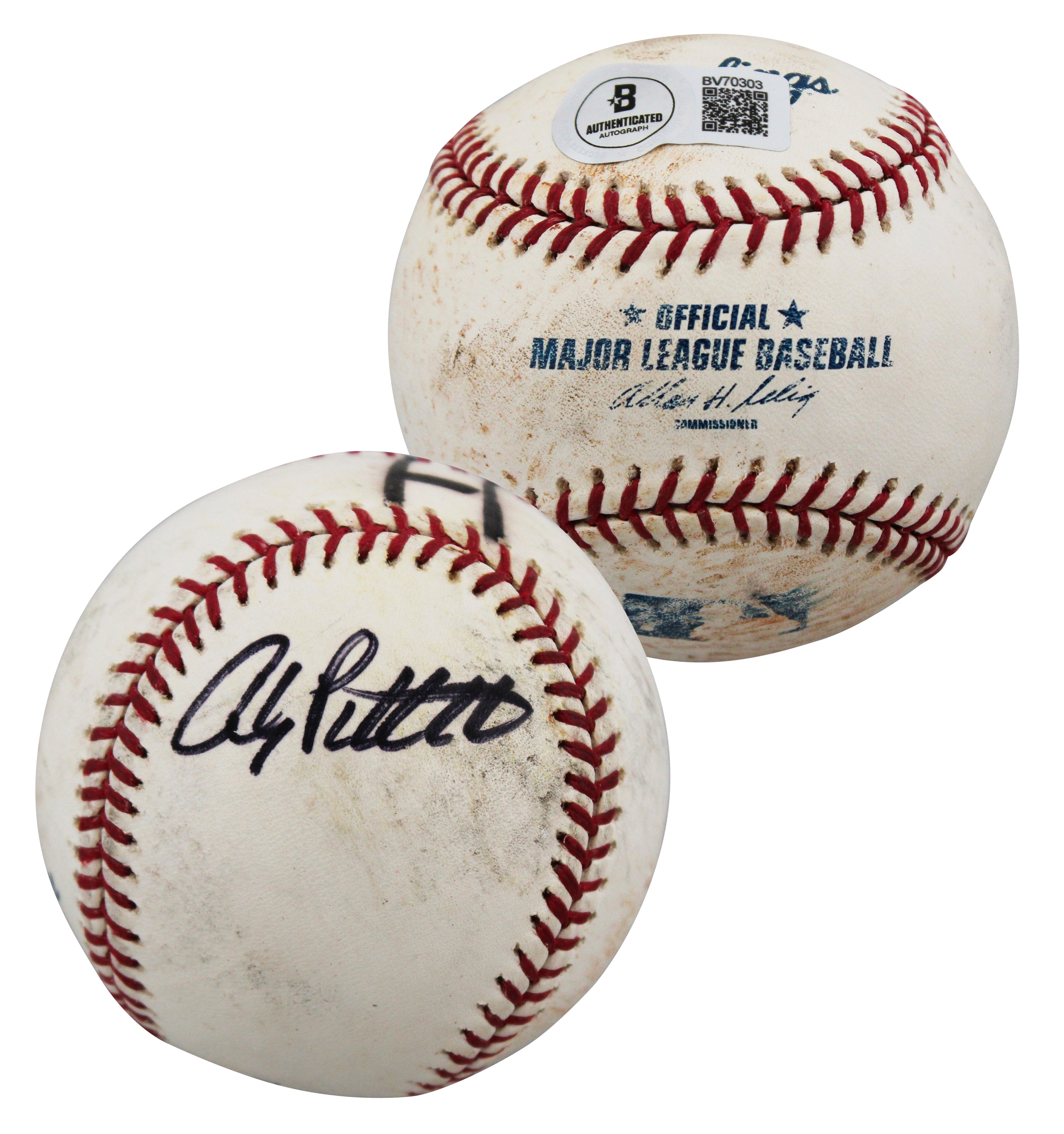 Yankees Andy Pettitte Authentic Signed Game Used Selig OML Baseball BAS #BV70303