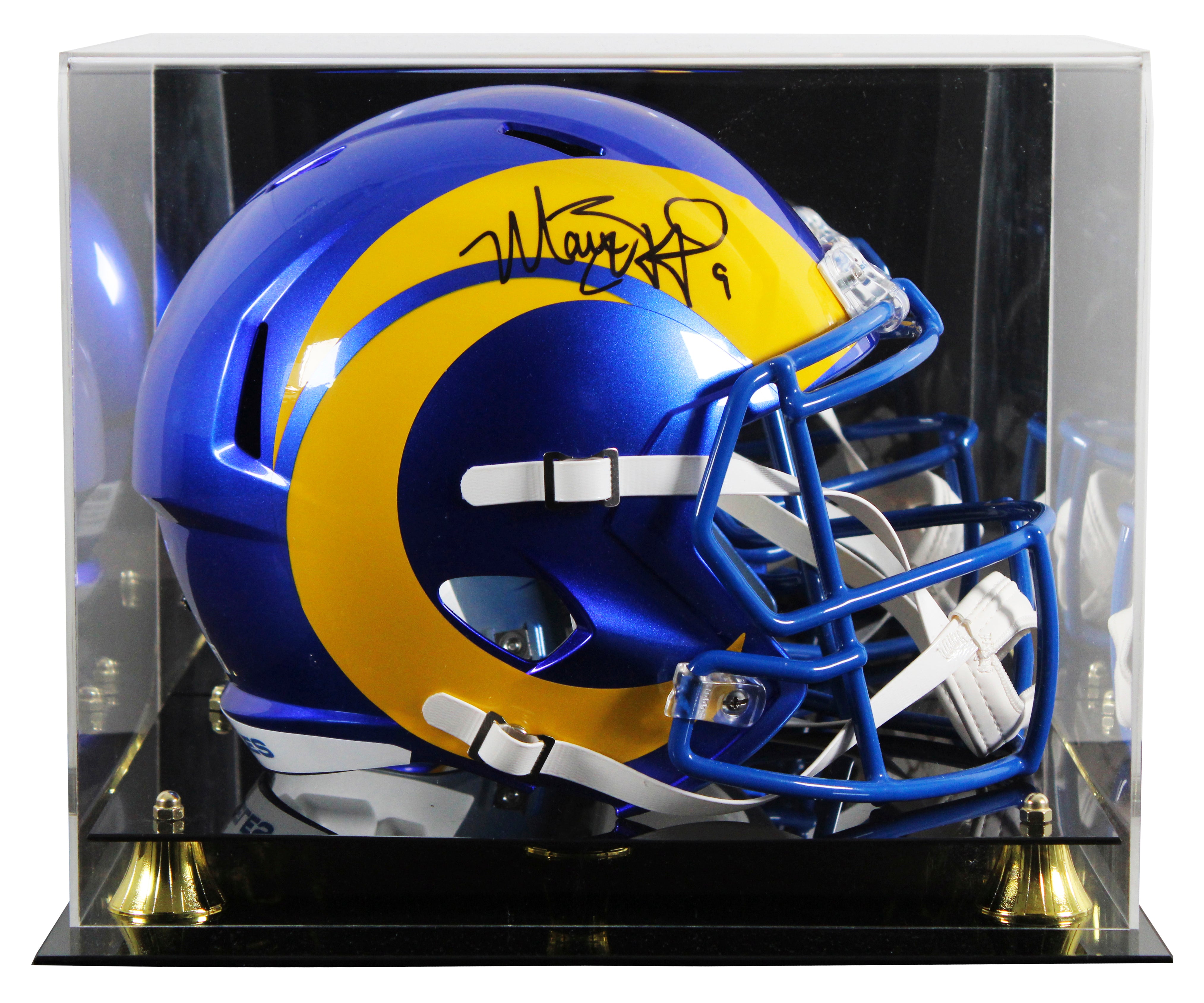 Rams Matthew Stafford Signed Full Size Speed Rep Helmet W/ Case BAS Witnessed