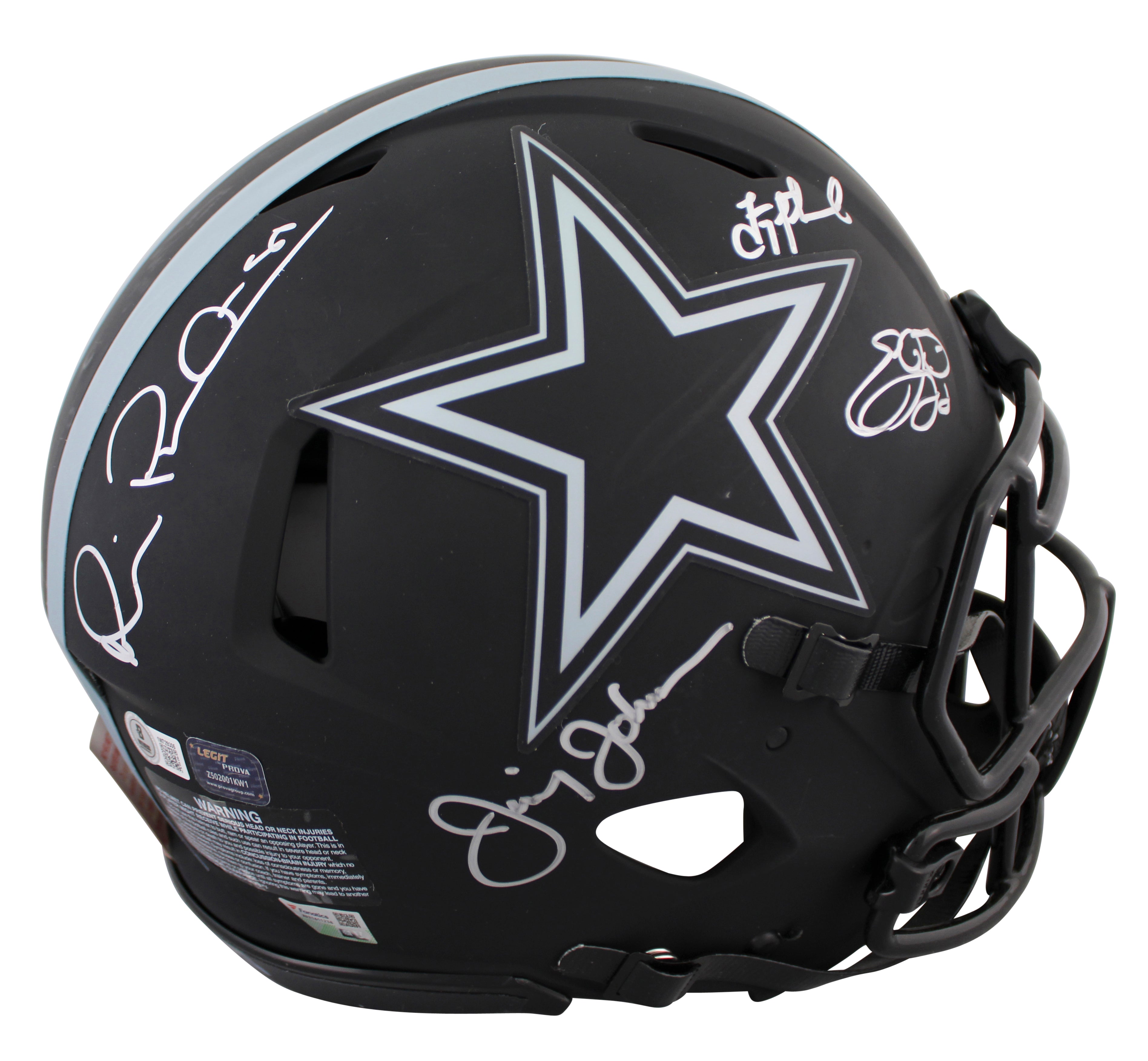 Cowboys (4) Aikman, Smith +2 Signed Eclipse F/S Speed Proline Helmet BAS Witness