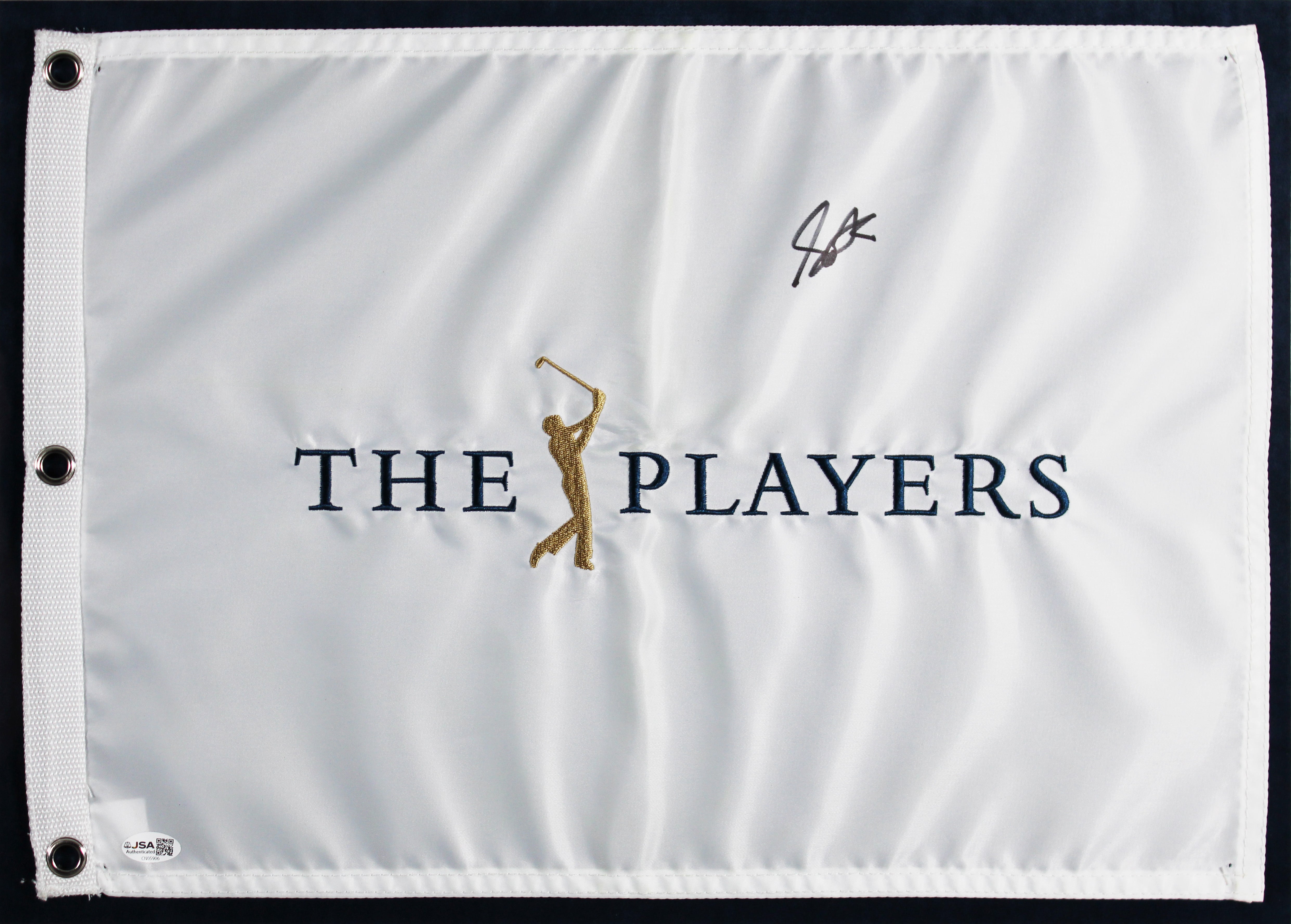 Scottie Scheffler Signed & Framed Player's Championship Pin Flag JSA #CN05906