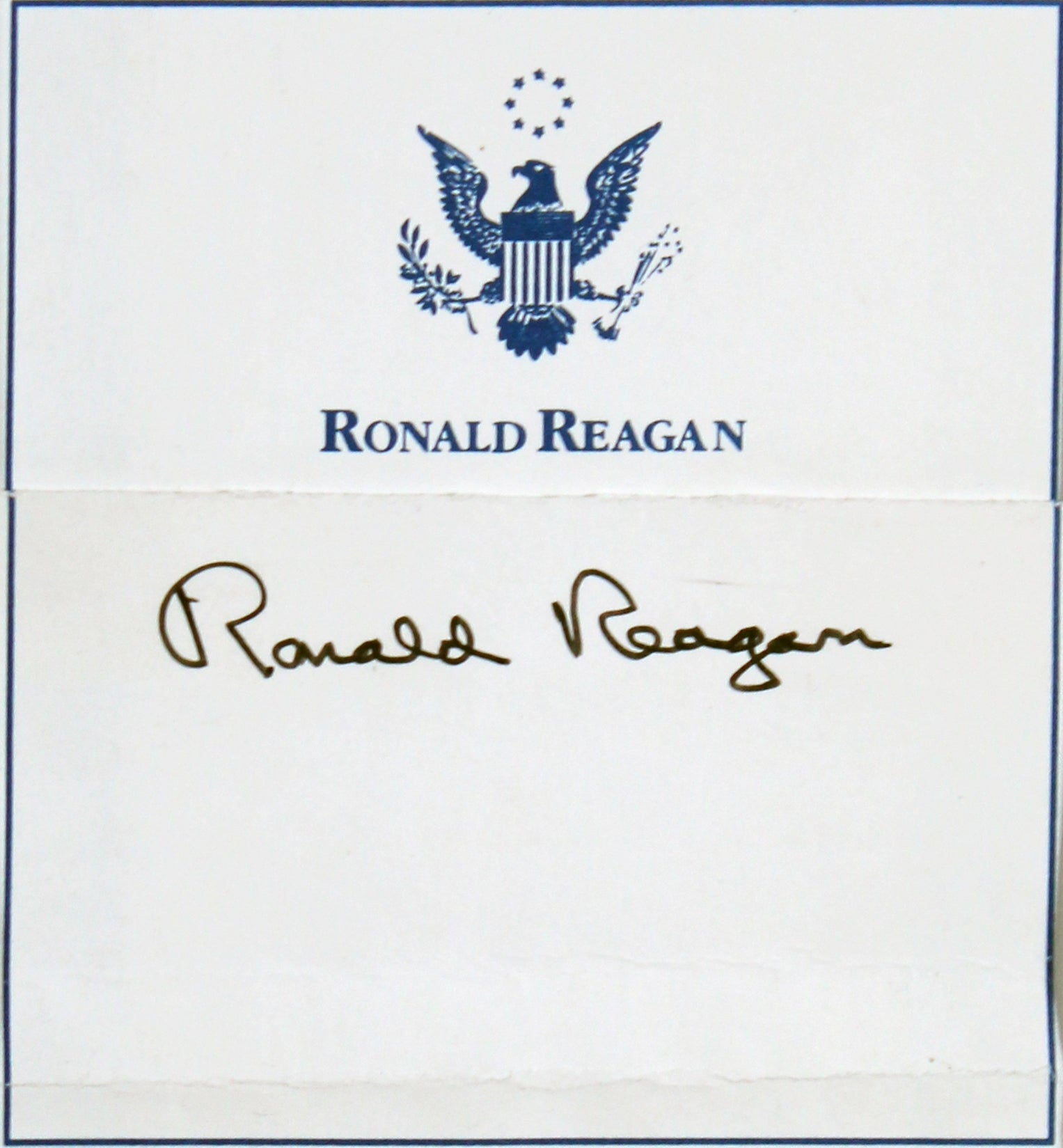 Ronald Reagan Authentic Signed 2x3.5 Cut Signature Framed Display BAS #AB77987