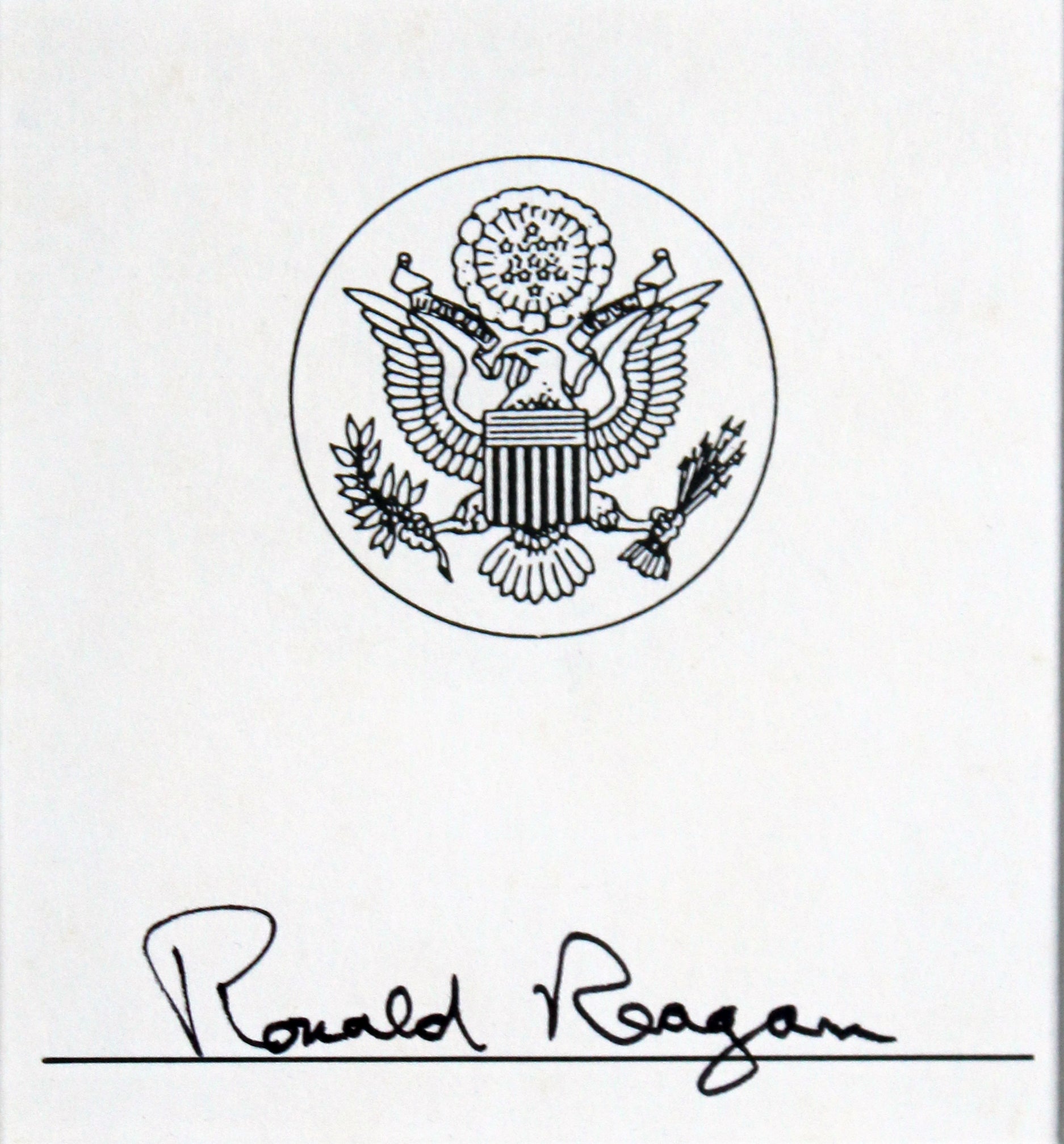 Ronald Reagan Authentic Signed 2x3.5 Cut Signature Framed Display BAS #AB76866