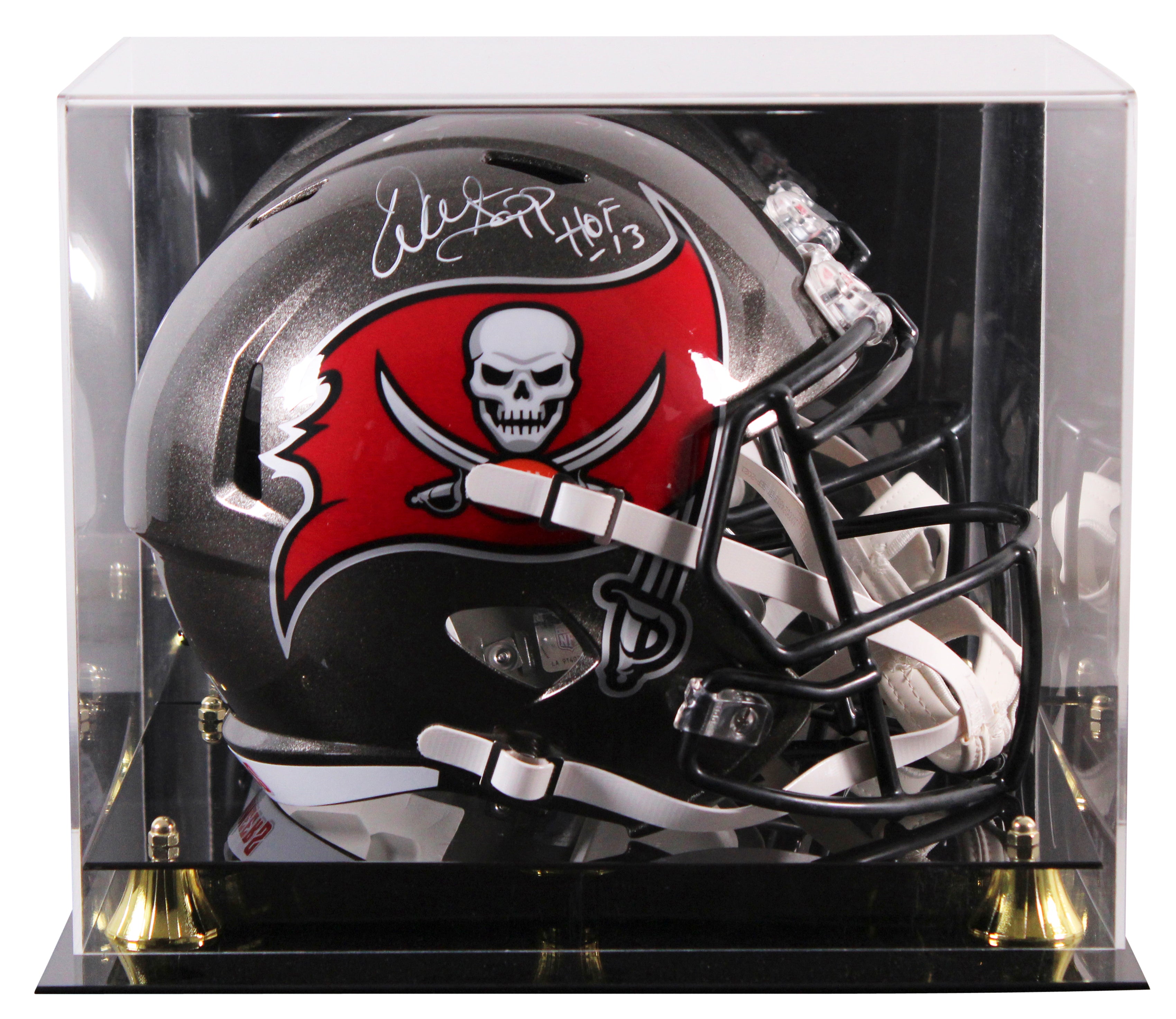 Bucs Warren Sapp "HOF 13"  Signed Full Size Speed Rep Helmet W/ Case BAS Witness