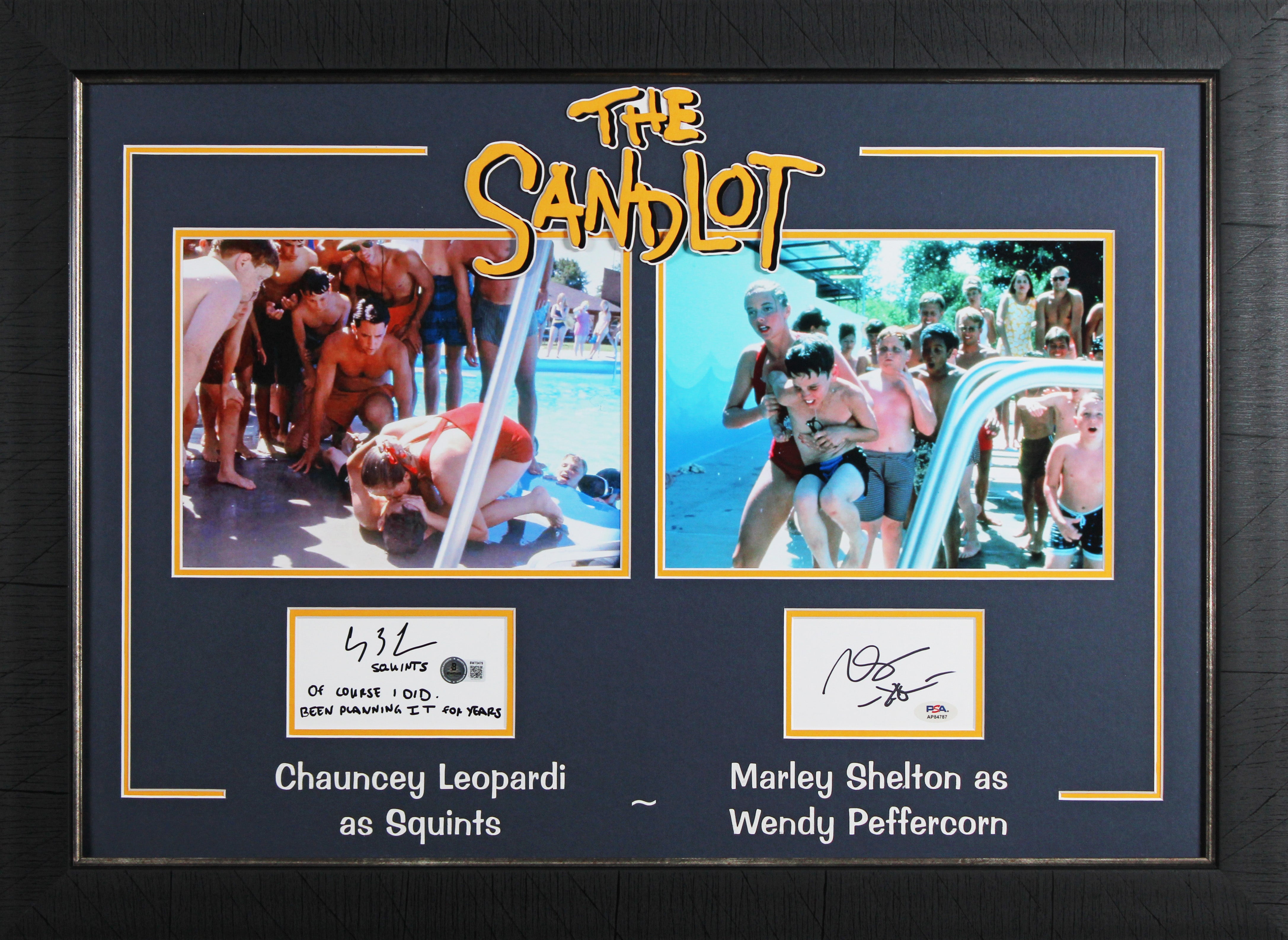 Chauncey Leopardi & Marley Shelton The Sandlot Signed Framed Display BAS PSA