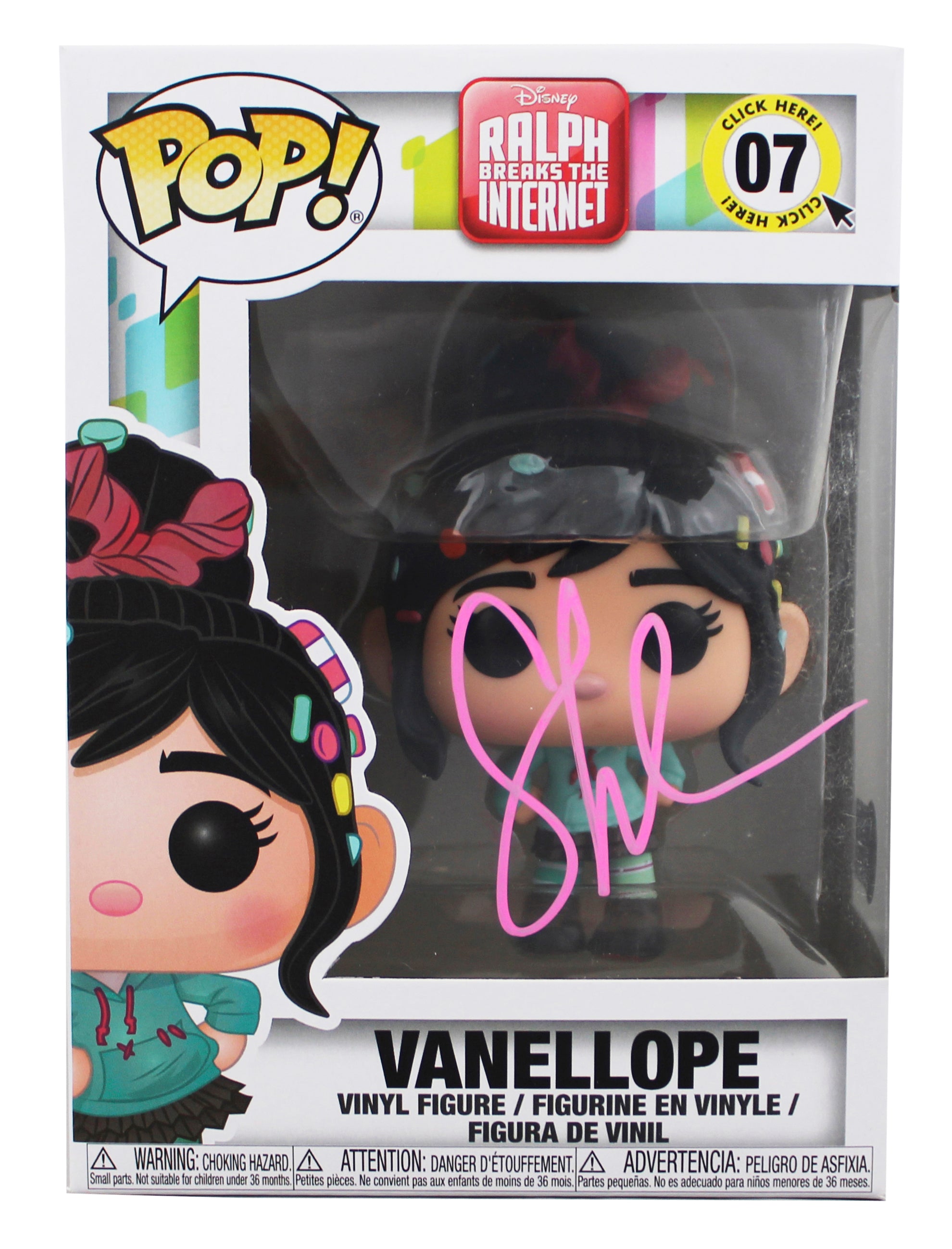 Sarah Silverman Wreck It Ralph Signed Vanellope #07 Funko Pop Vinyl Figure BAS