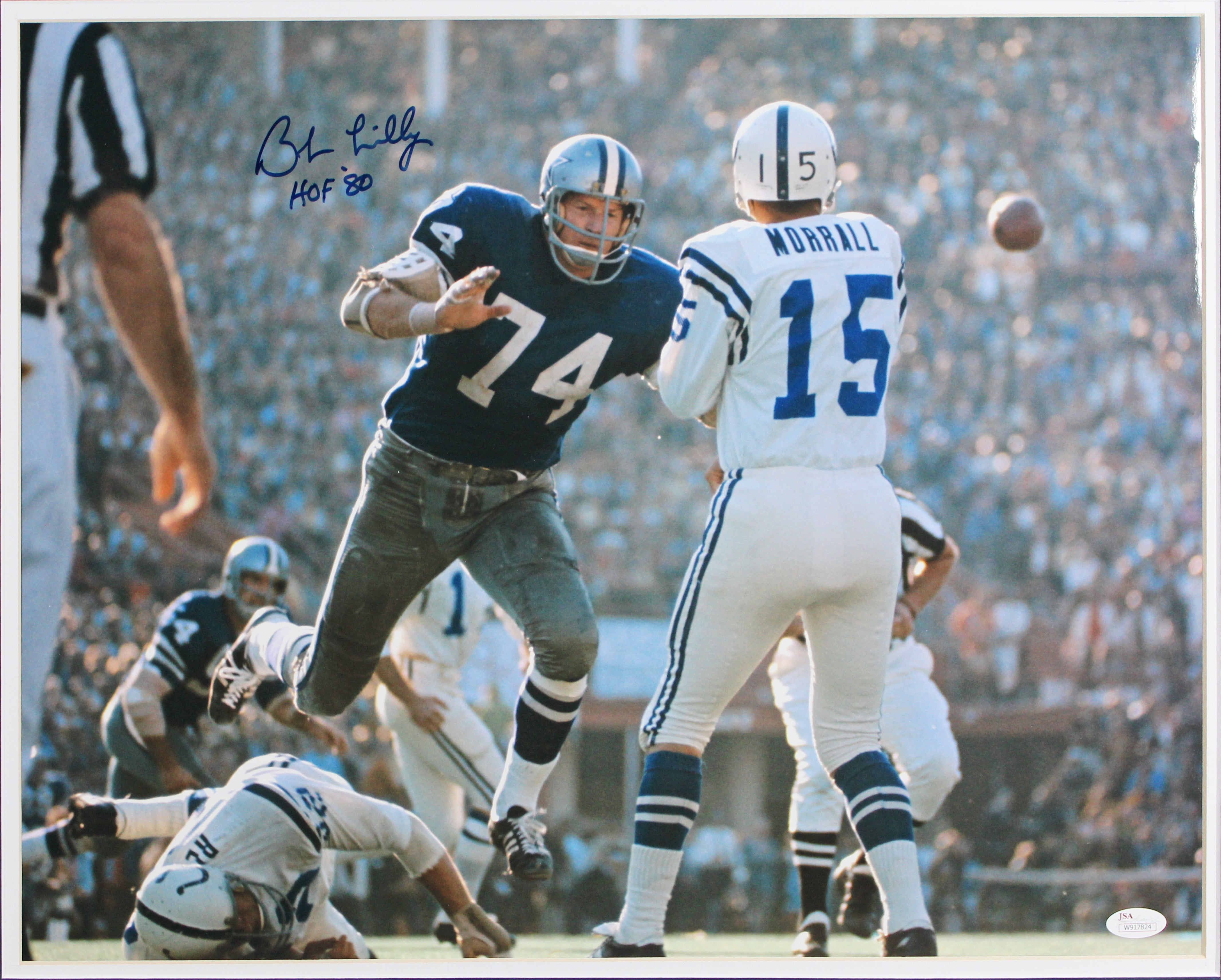 Cowboys Bob Lilly "HOF 80" Authentic Signed 16x20 Framed Photo JSA #W917824