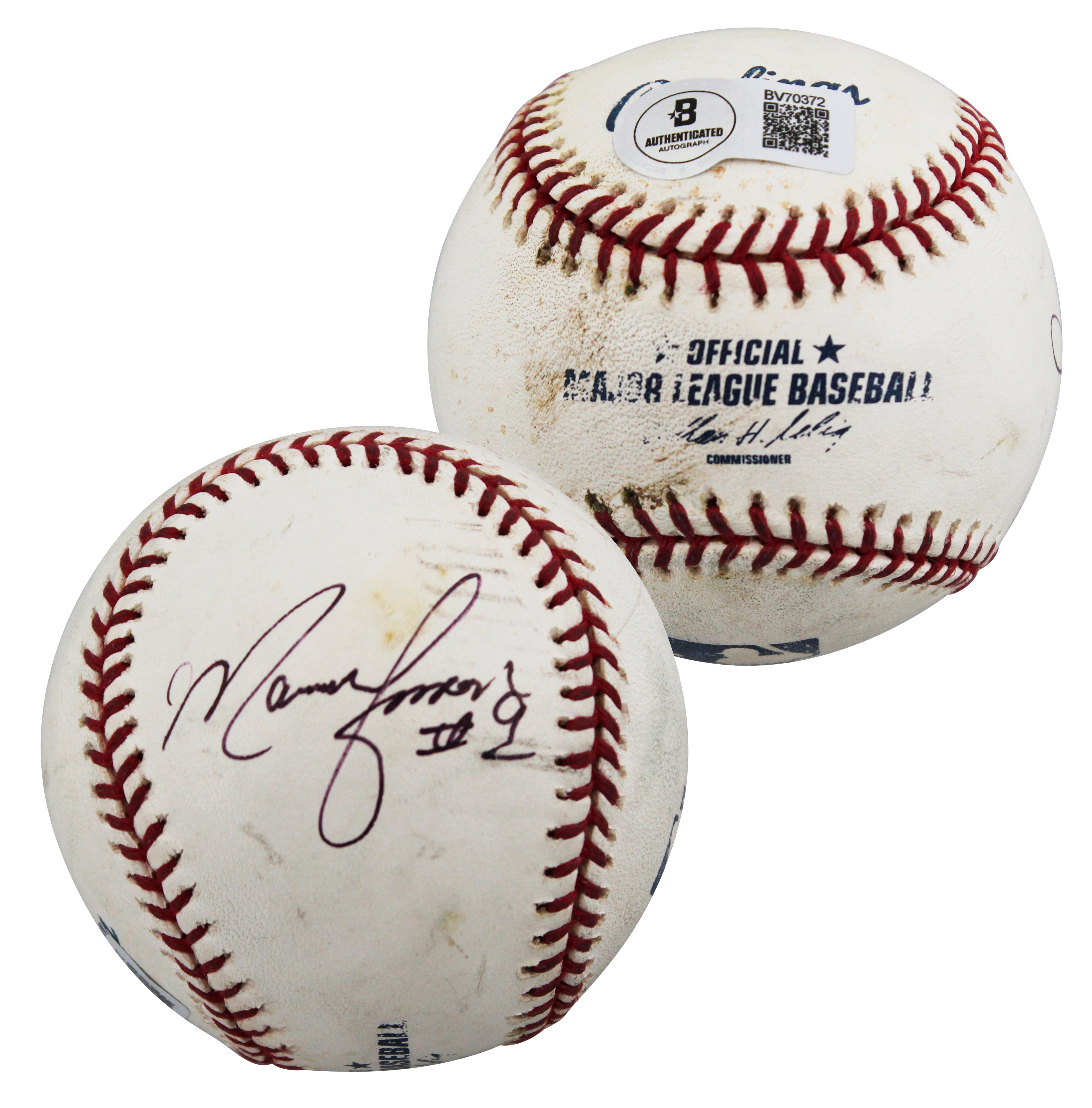 Braves Marquis Grissom Signed Practice Used Selig OML Baseball BAS #BV70372