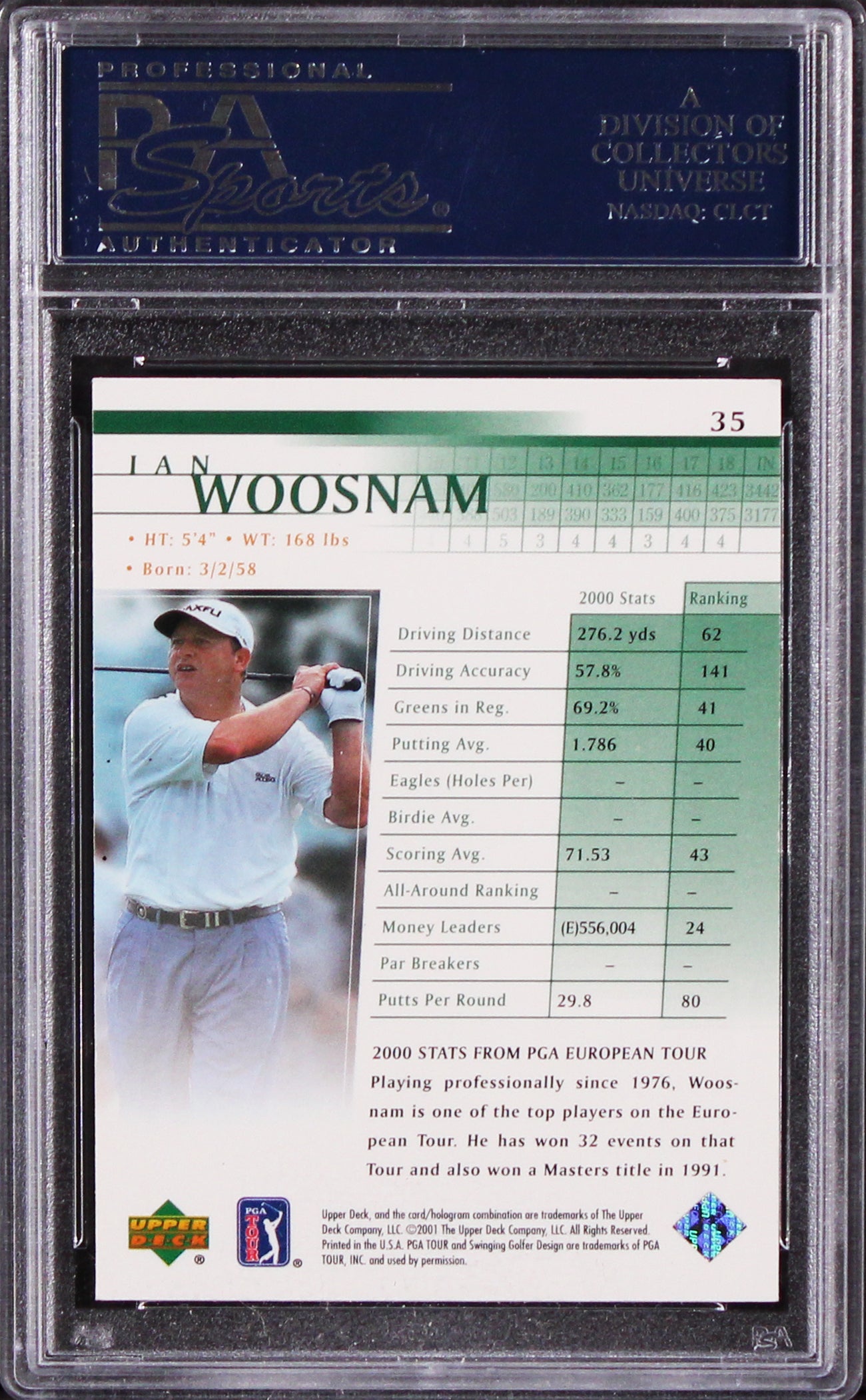 Ian Woosnam Authentic Signed 2001 Upper Deck Golf #35 Card PSA/DNA Slabbed