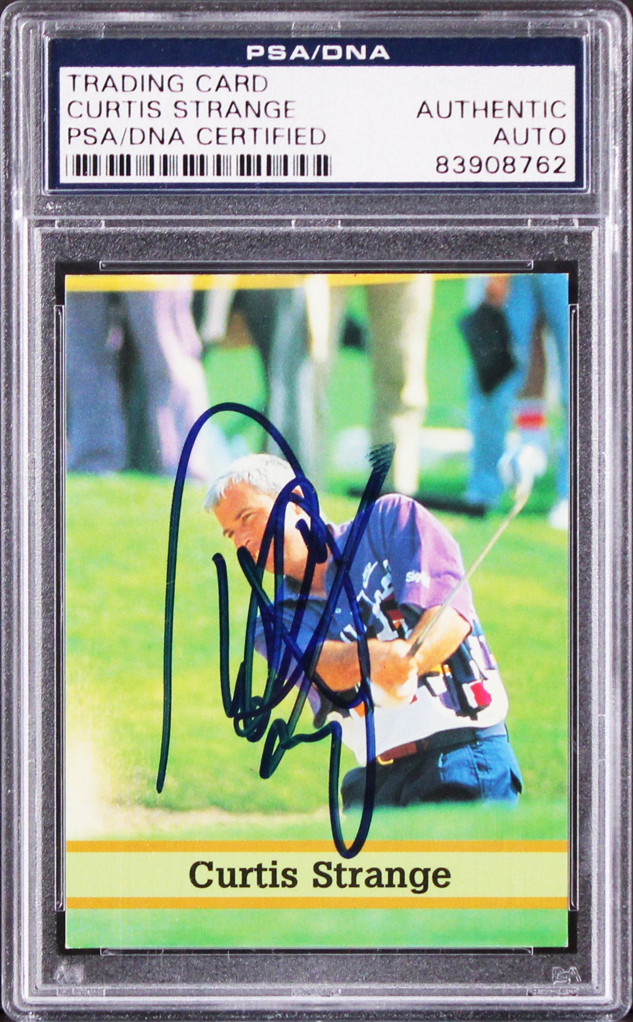 Curtis Strange Authentic Signed Trading Card Fax Pax Golf #10 PSA/DNA Slabbed