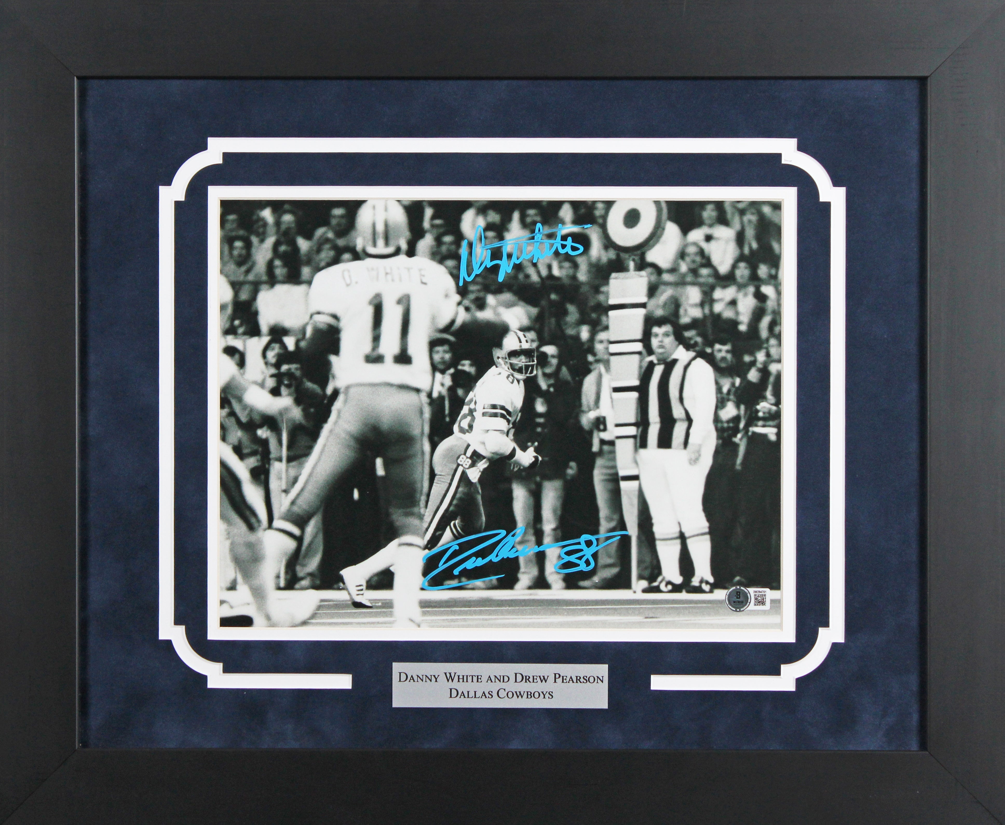 Cowboys Drew Pearson & Danny White Signed 11x14 Framed Photo BAS Wit #3W294751
