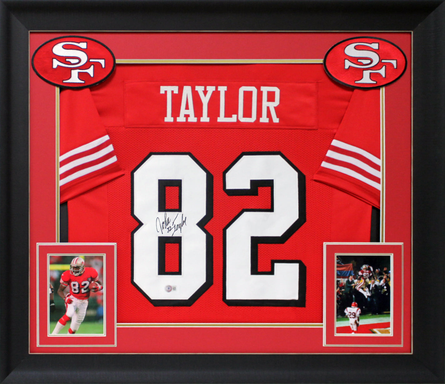 John Taylor Signed Red Pro Style Framed Jersey w/ Dropshadow BAS Witnessed