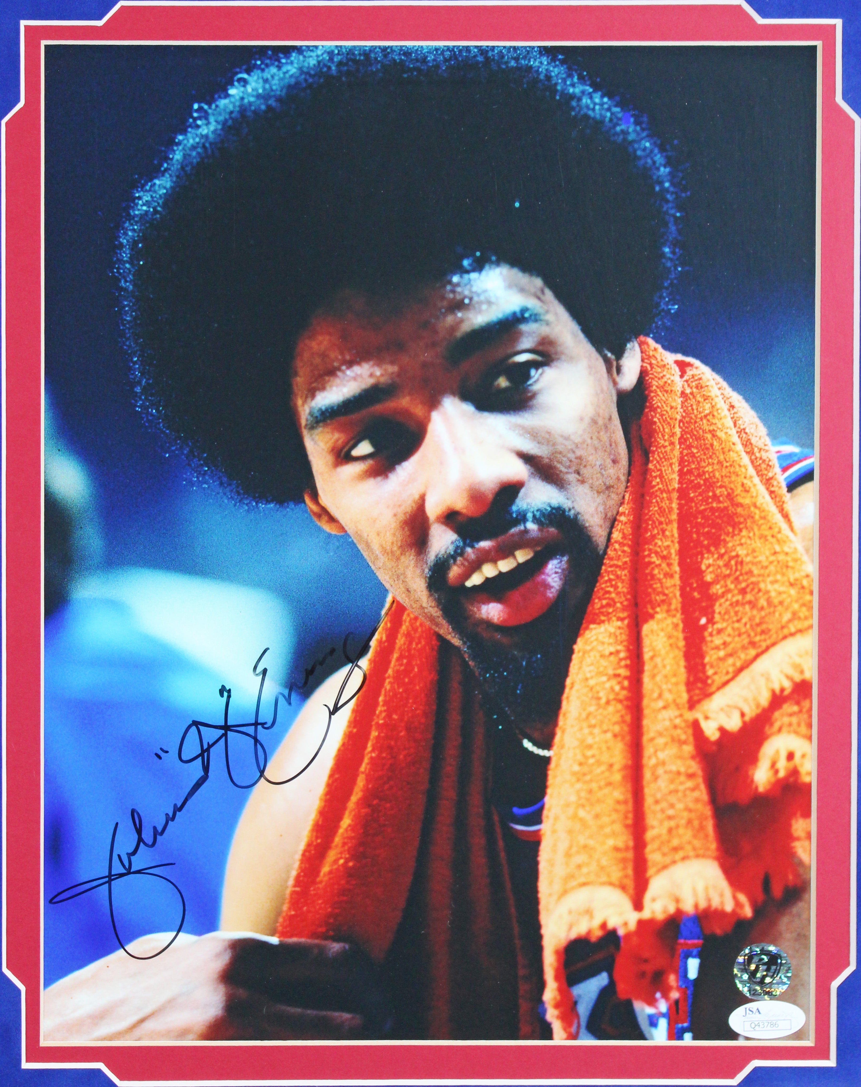 76ers Julius "Dr. J" Erving Authentic Signed 11x14 Framed Photo JSA #Q43786