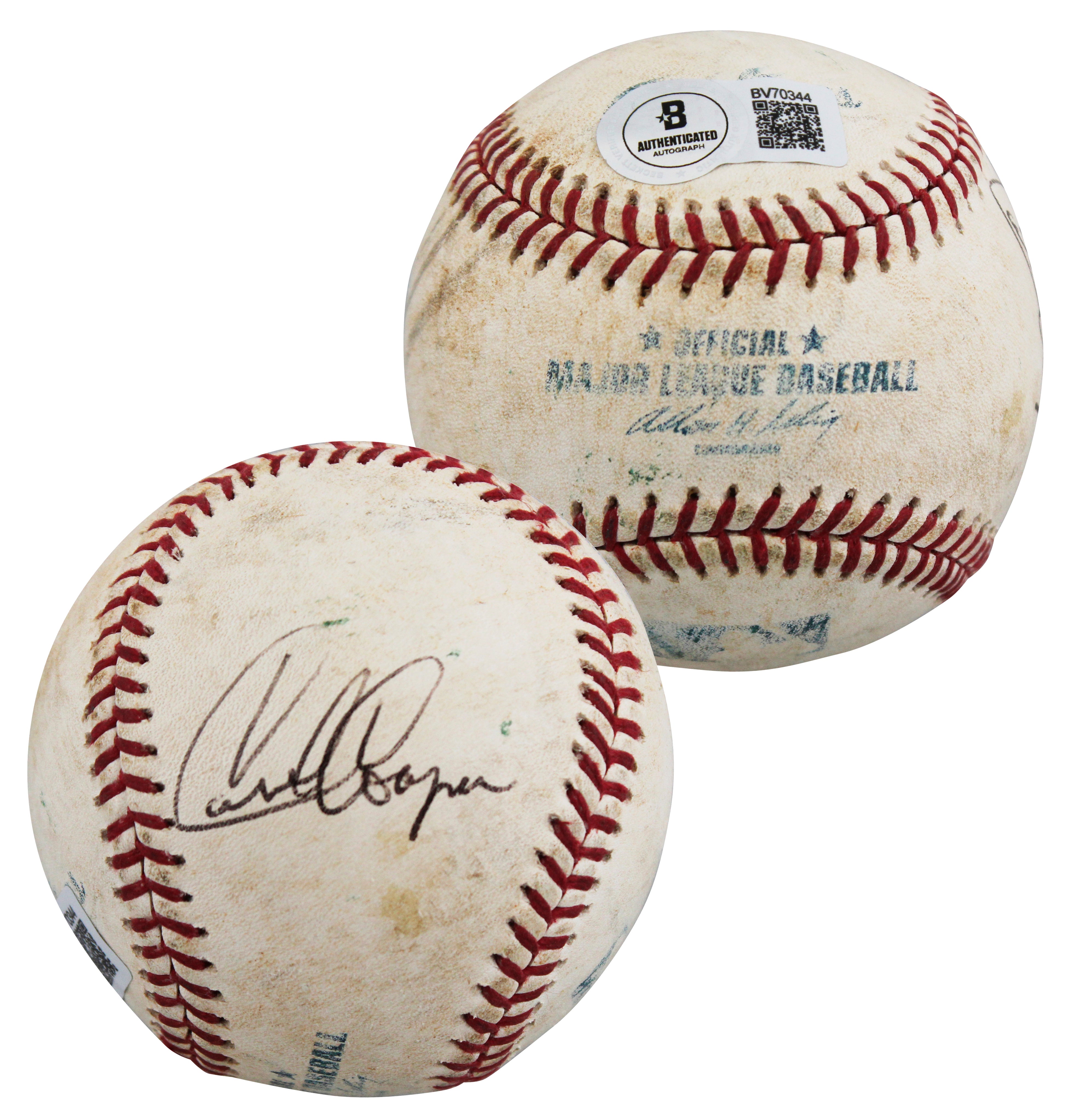 Brewers Cecil Cooper Authentic Signed Game Used Selig OML Baseball BAS #BV70344
