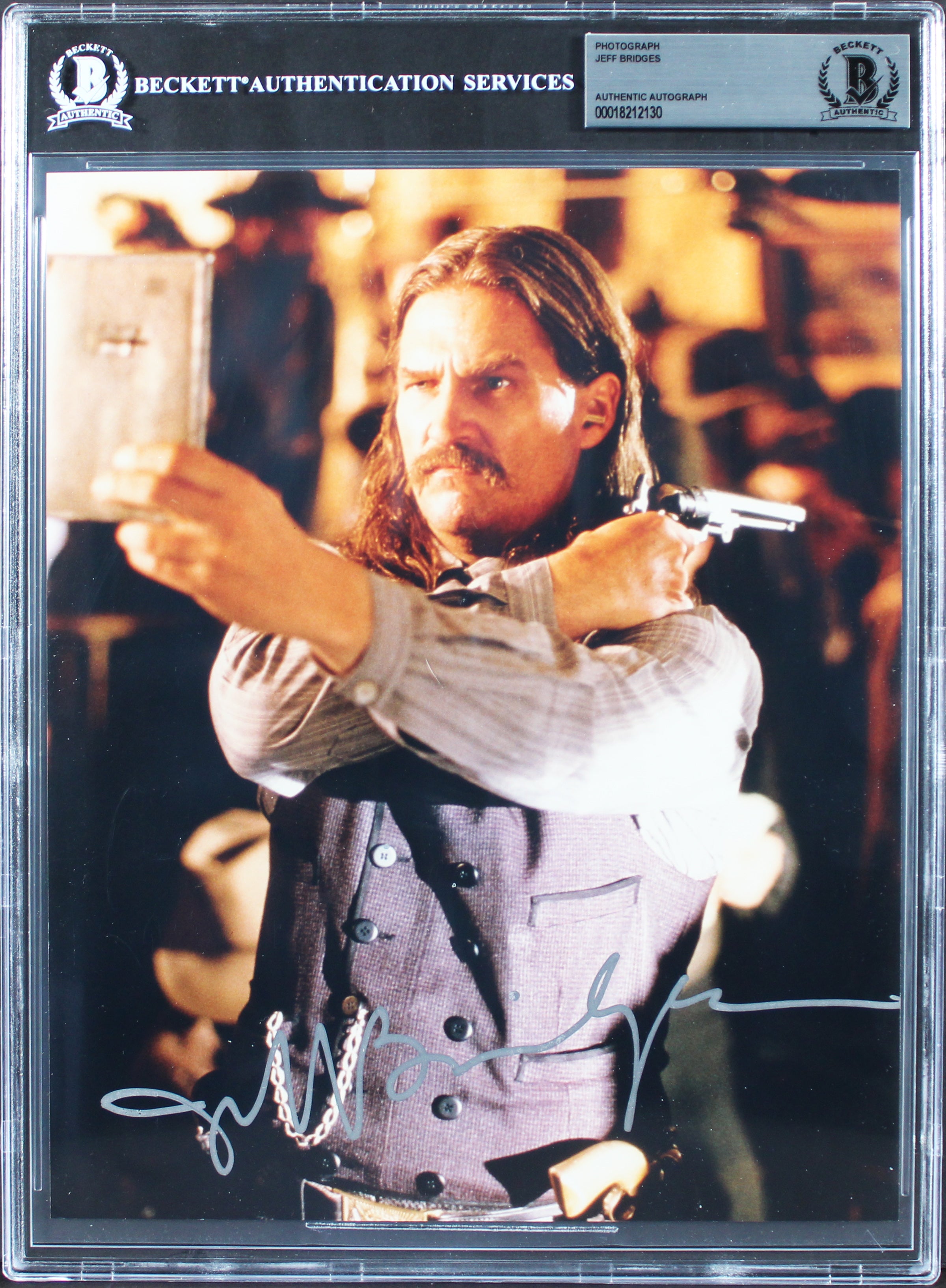 Jeff Bridges Wild Bill Authentic Signed 8x10 Photo Autographed BAS Slabbed