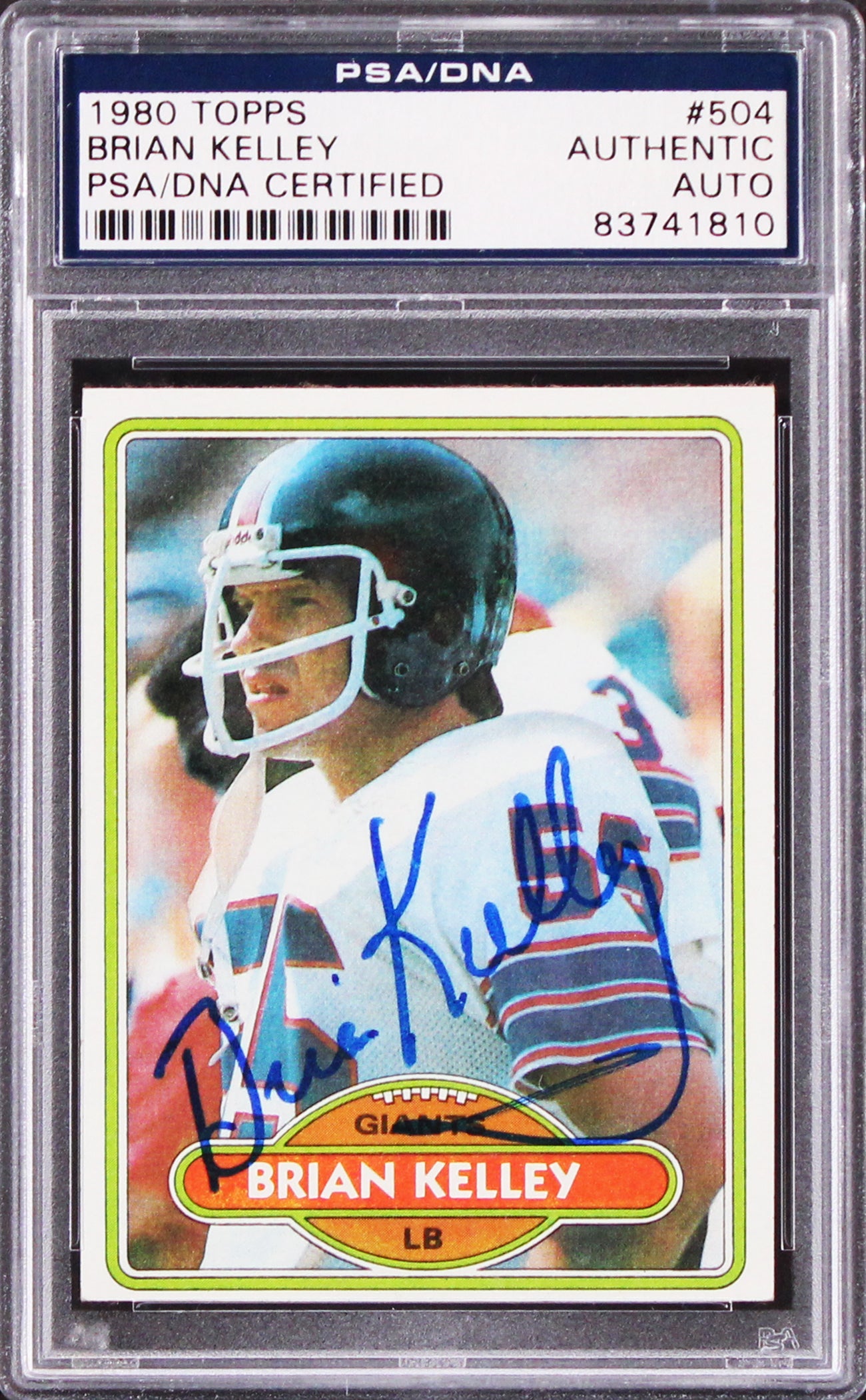 Giants Brian Kelley Authentic Signed 1980 Topps #504 Card PSA/DNA Slabbed