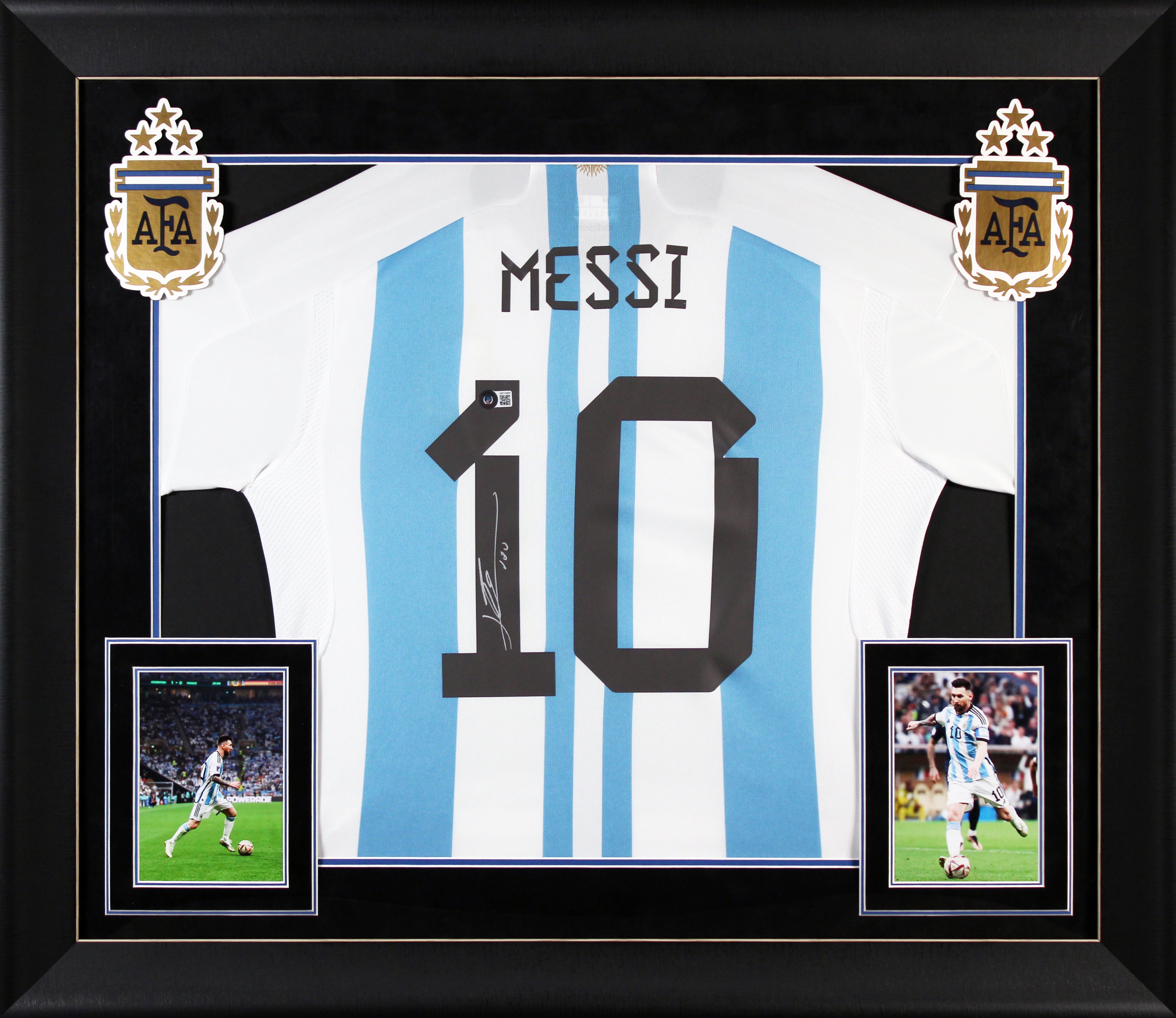 Lionel Messi Authentic Signed Blue & White Argentina Framed Jersey BAS #AB10489