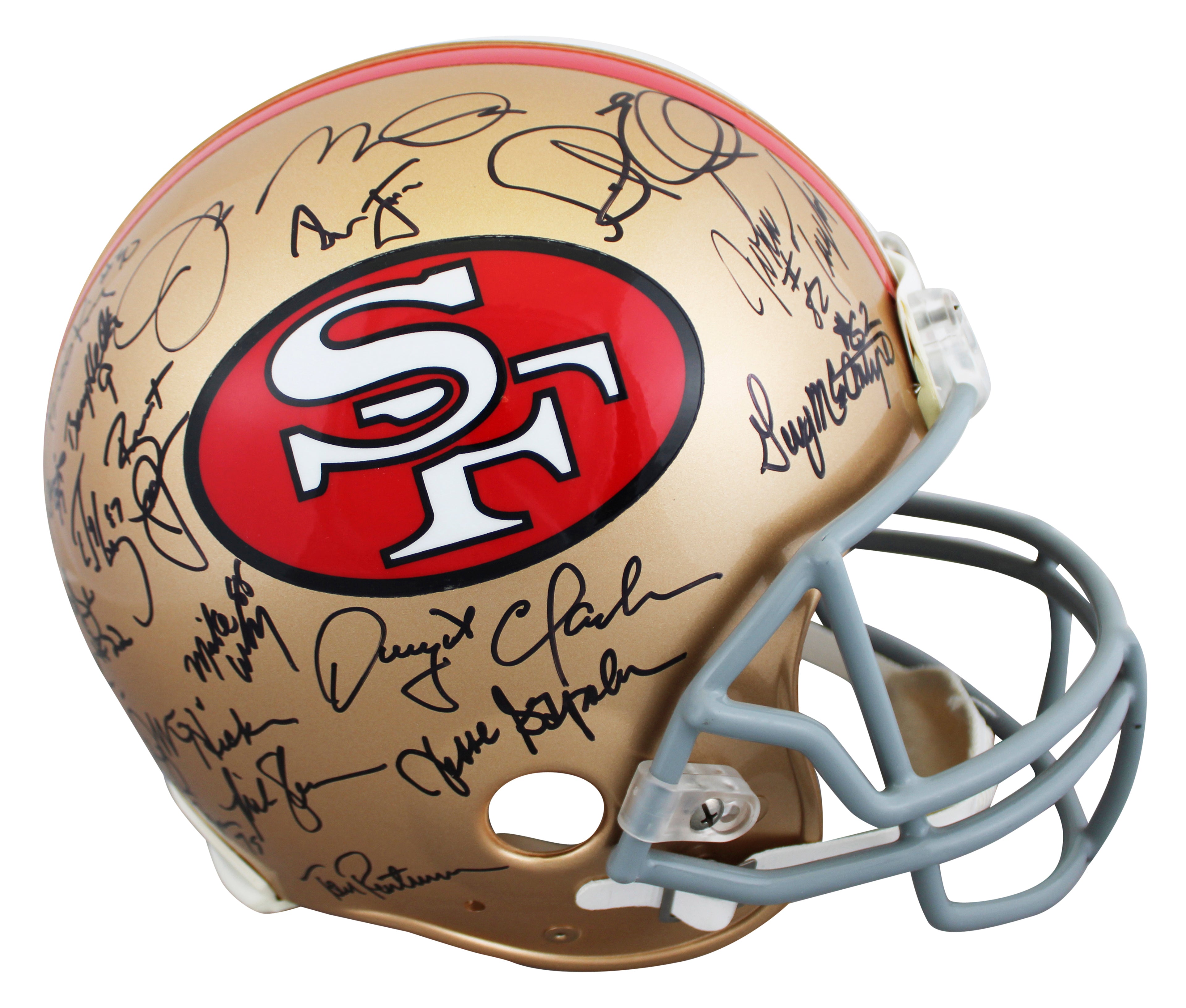 49ers Legends (37) Montana, Young, Rice, Clark +33 Signed F/S Proline Helmet PSA