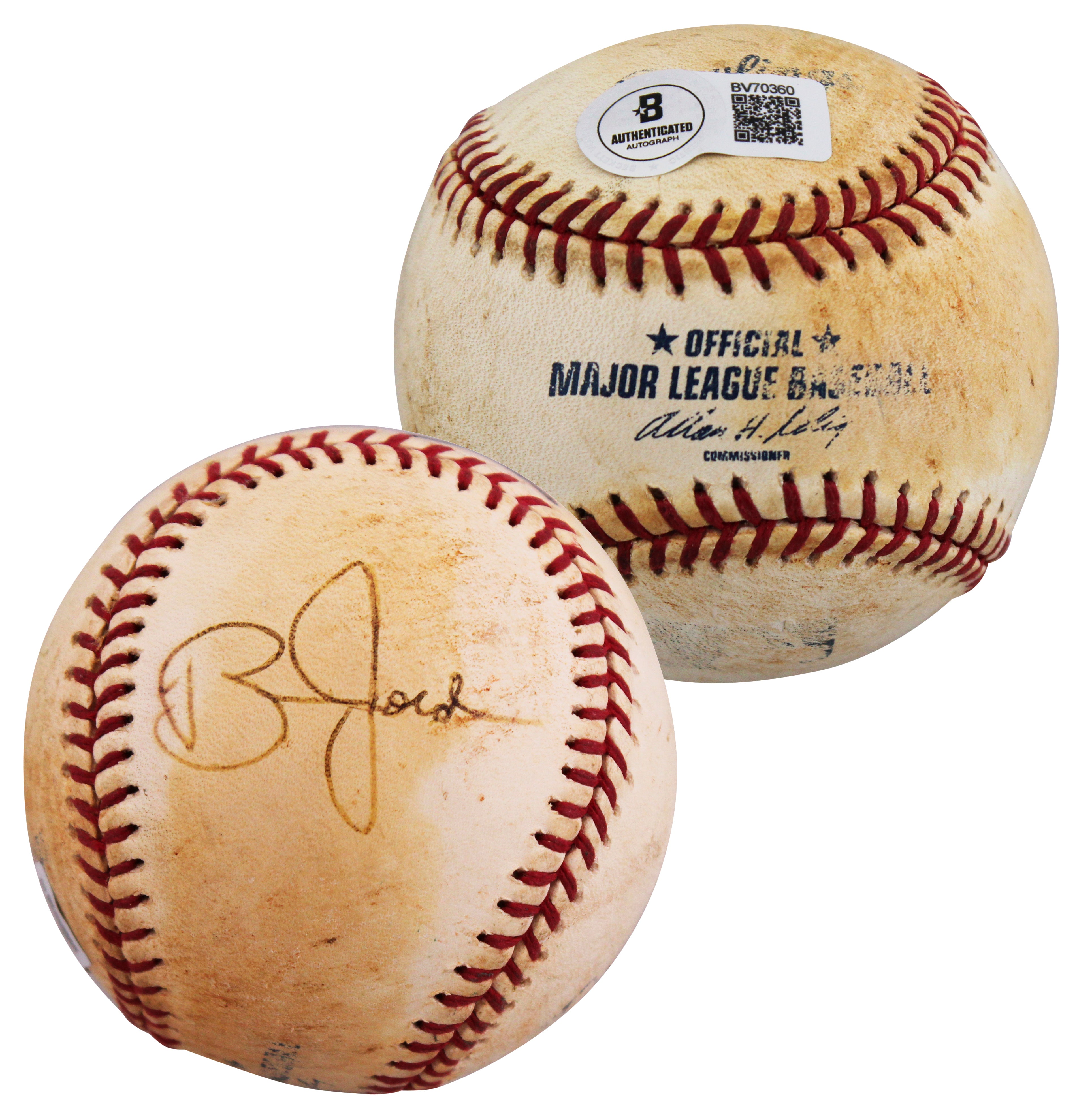 Cardinals Brian Jordan Authentic Signed Allen Selig OML Baseball BAS #BV70360