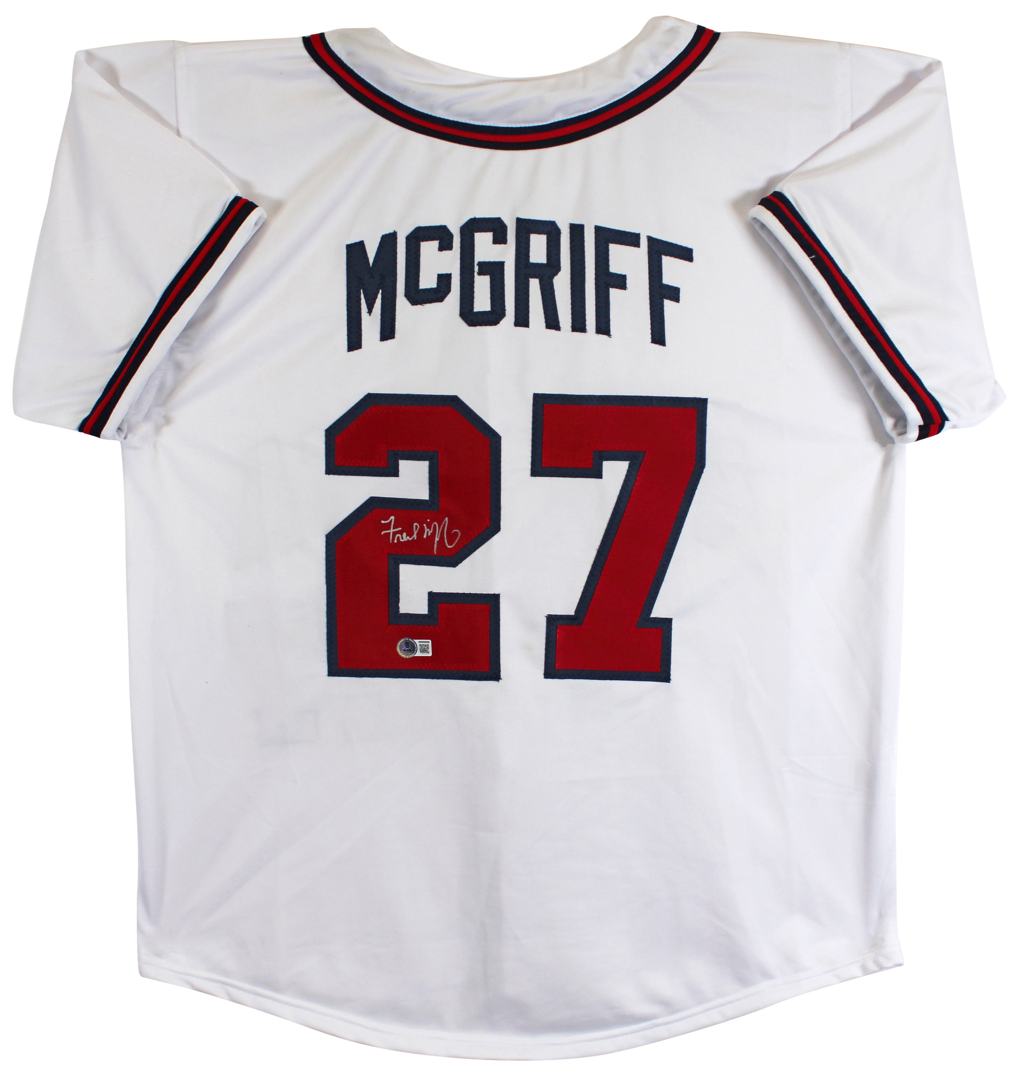 Fred McGriff Authentic Signed White Pro Style Jersey Autographed BAS Witnessed