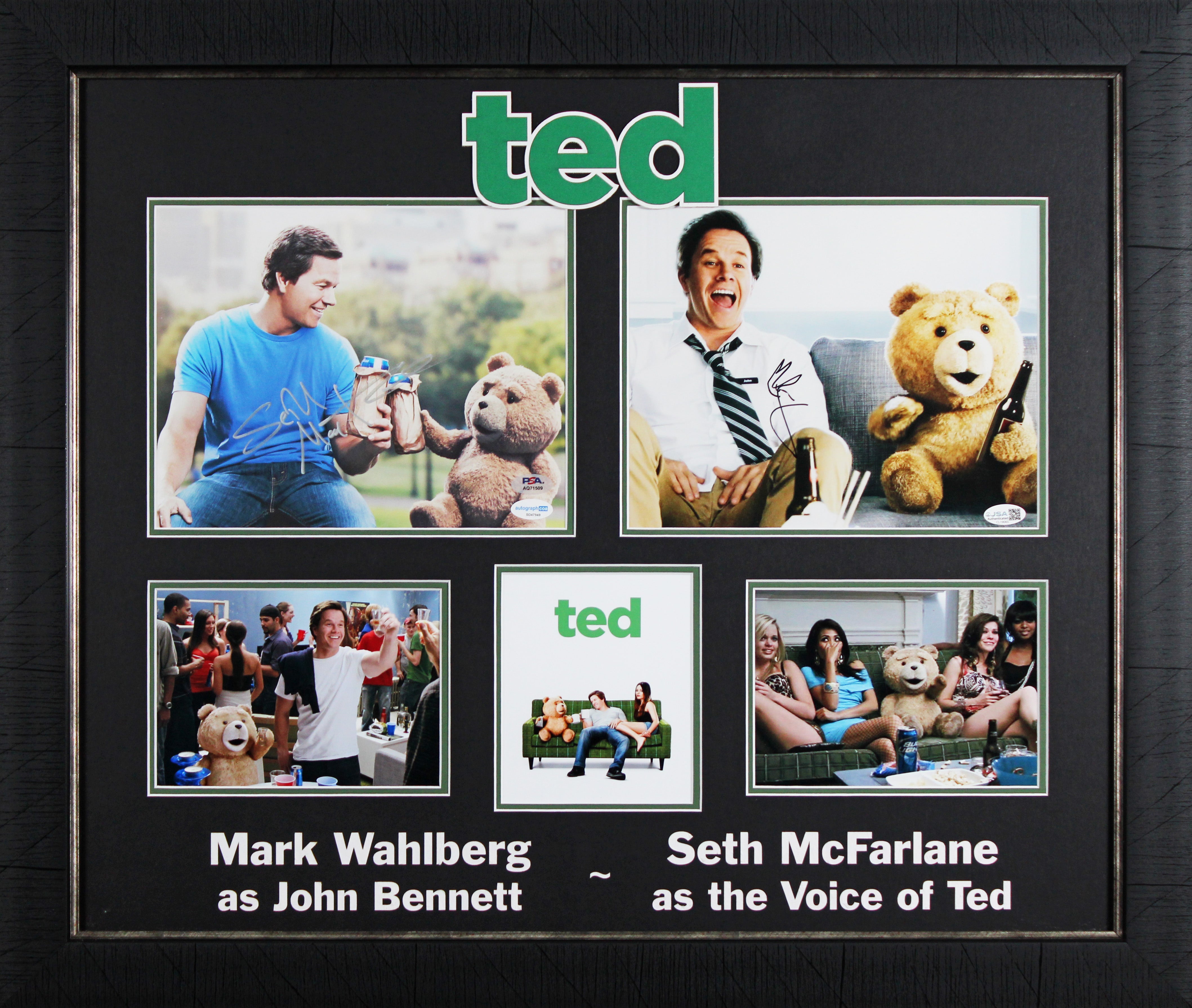 Mark Wahlberg & Seth McFarlane Ted Authentic Signed 8x10 Framed Photo PSA JSA