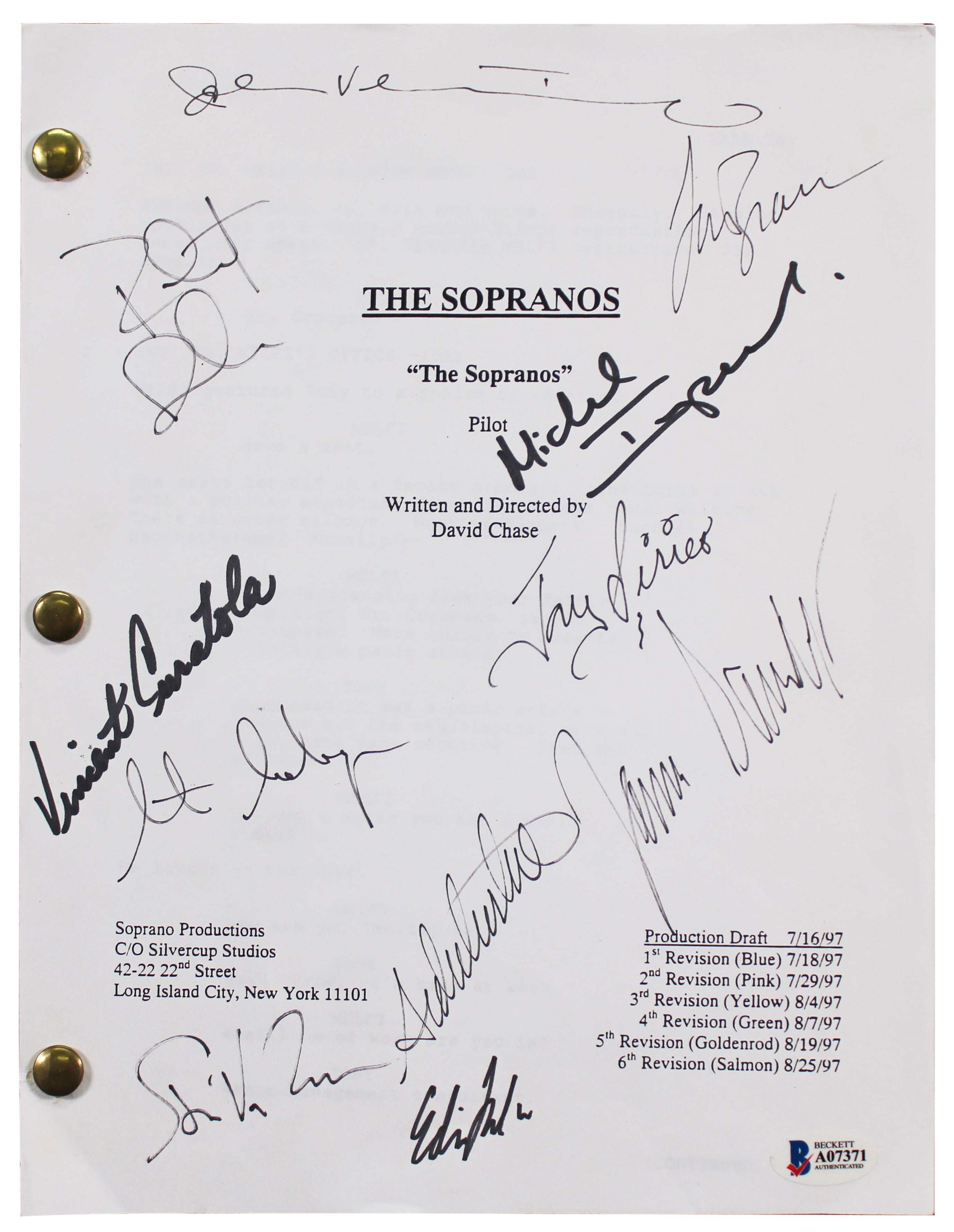The Sopranos (11) Gandolfini, Falco, Imperioli +8 Signed Pilot Tv Script BAS LOA