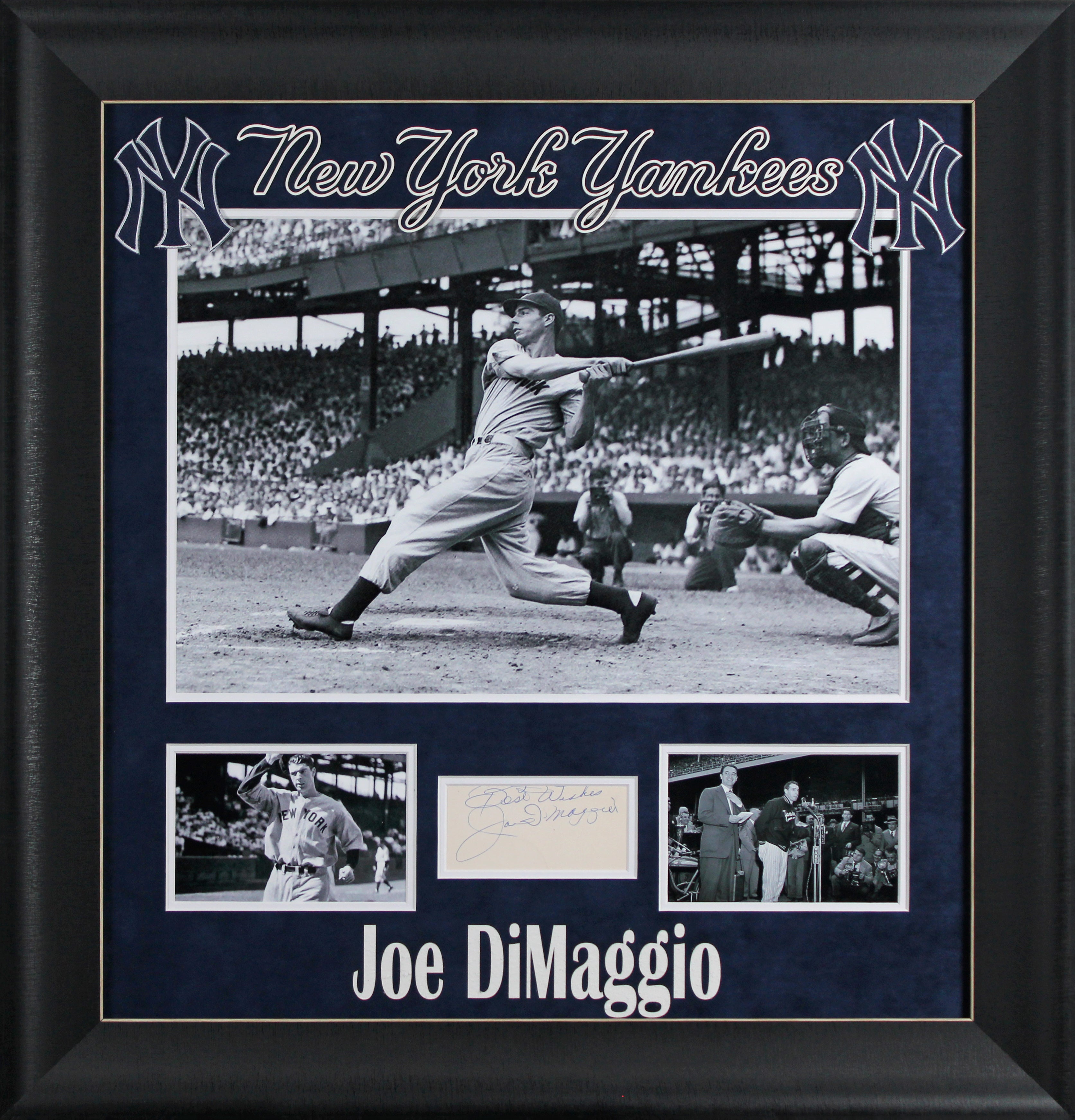 Yankees Joe DiMaggio Signed & Framed 2.5x4.5 Cut Signature PSA/DNA #AC06842